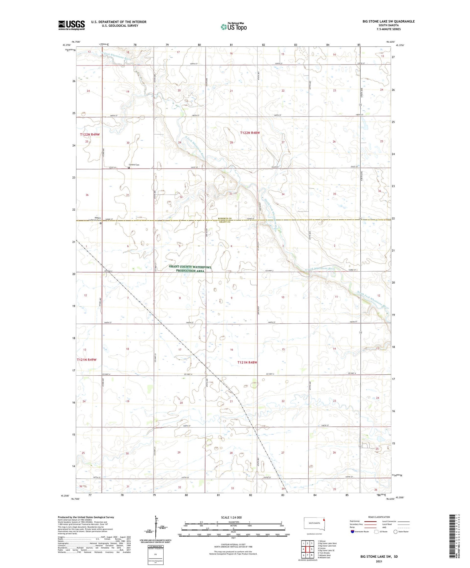 Big Stone Lake SW South Dakota US Topo Map Image