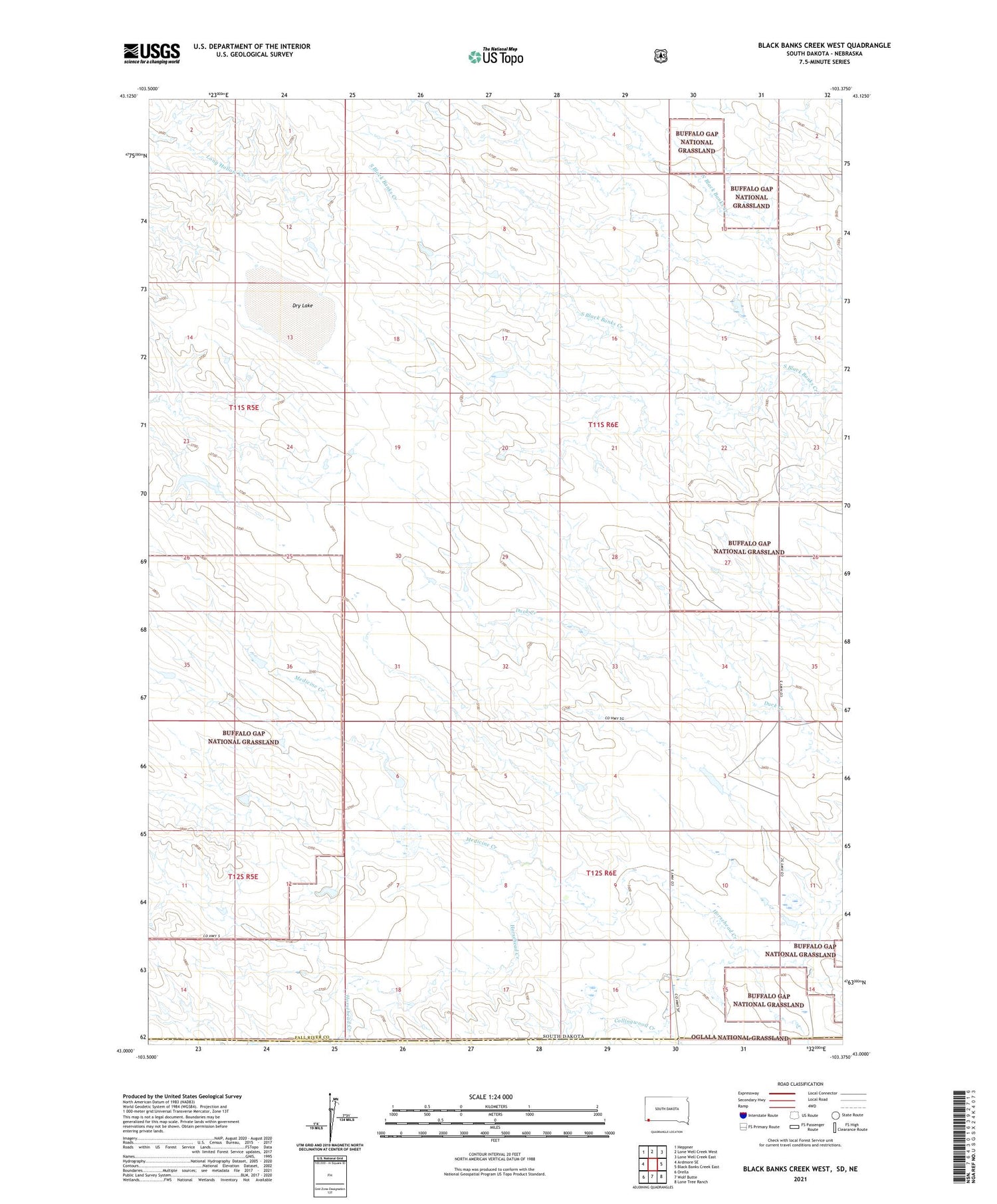 Black Banks Creek West South Dakota US Topo Map Image