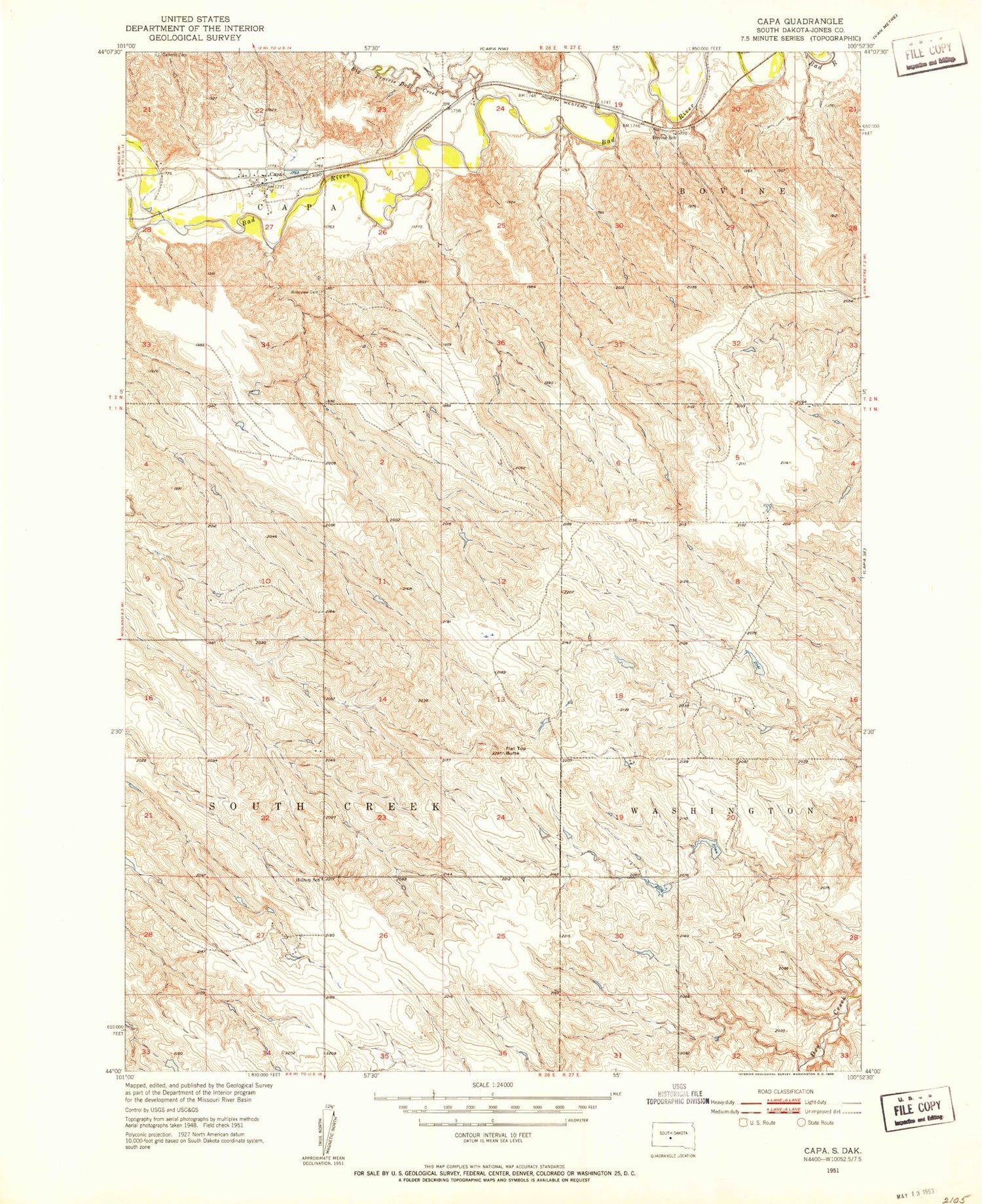 Classic USGS Capa South Dakota 7.5'x7.5' Topo Map Image