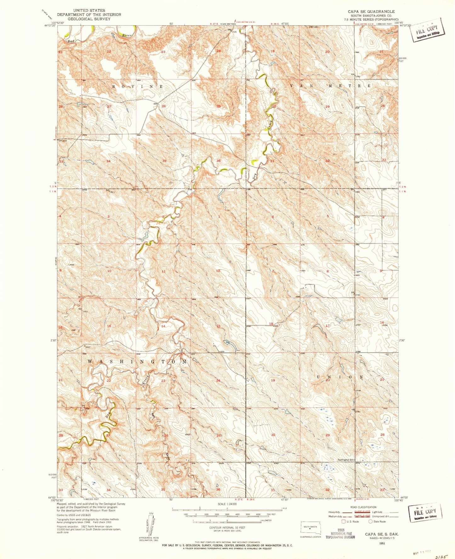 Classic USGS Capa SE South Dakota 7.5'x7.5' Topo Map Image