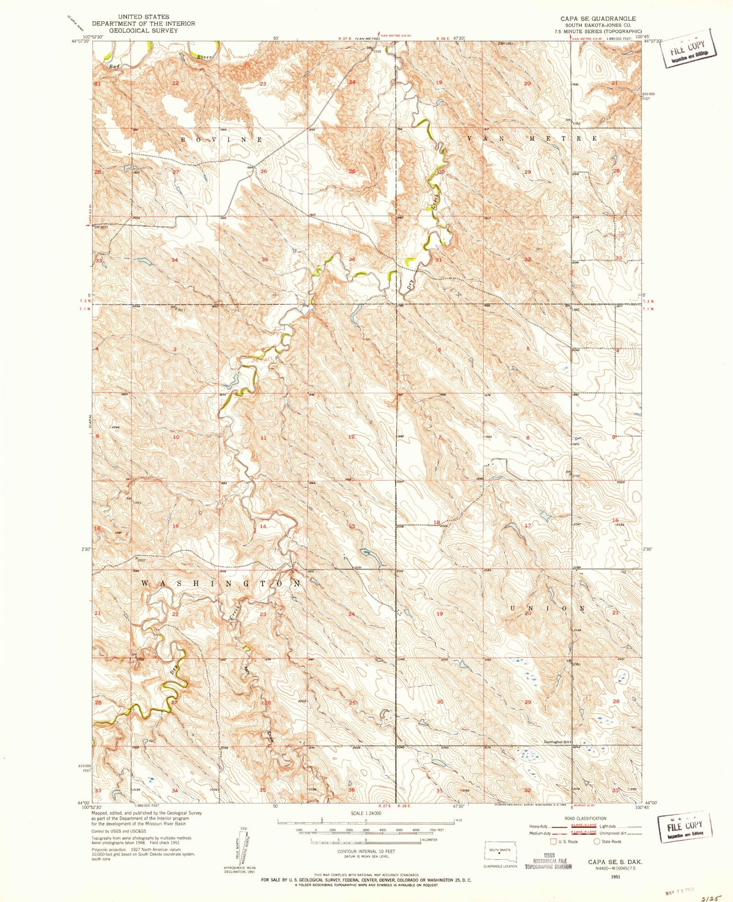 Classic USGS Capa SE South Dakota 7.5'x7.5' Topo Map Image