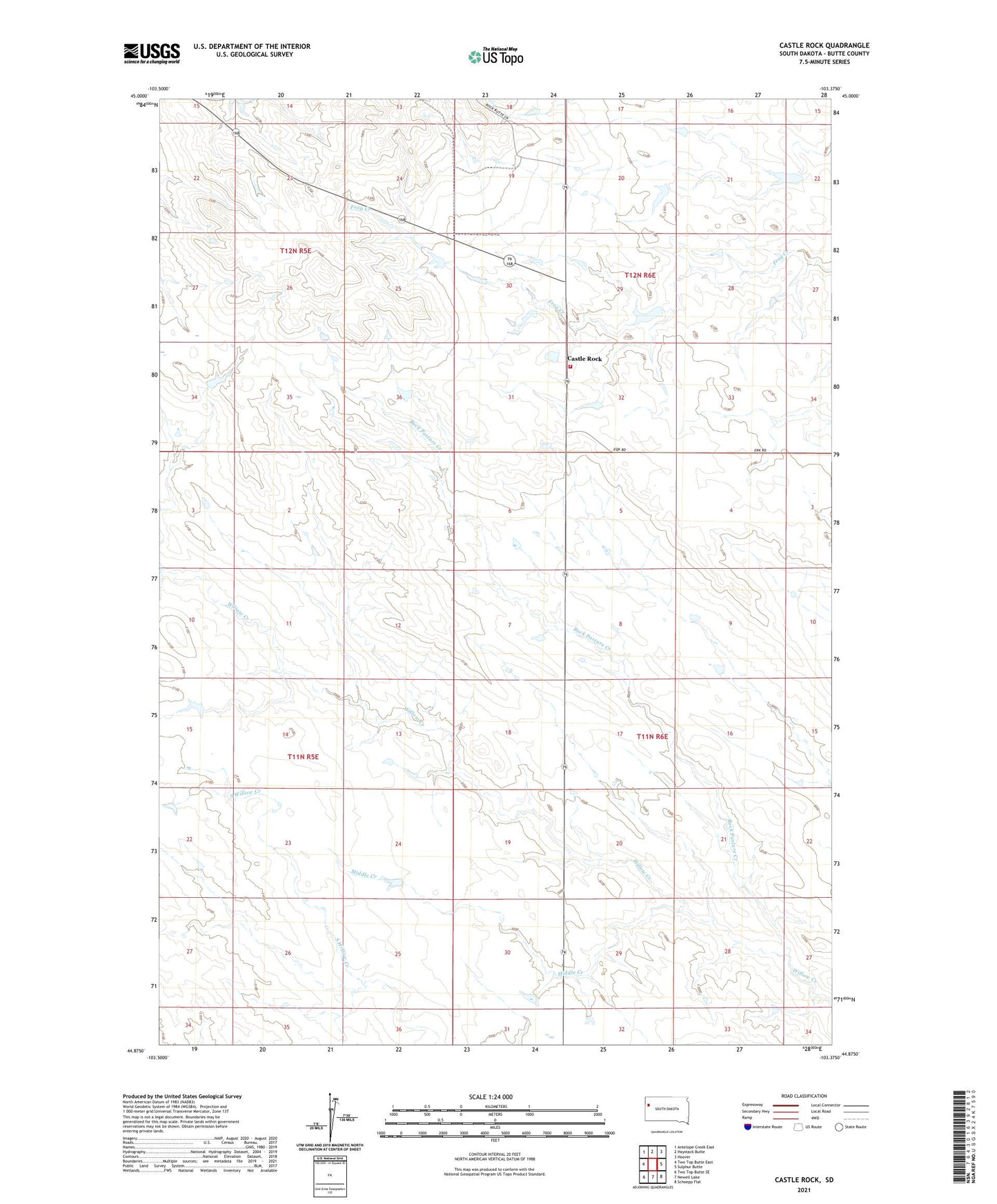 Castle Rock South Dakota US Topo Map Image
