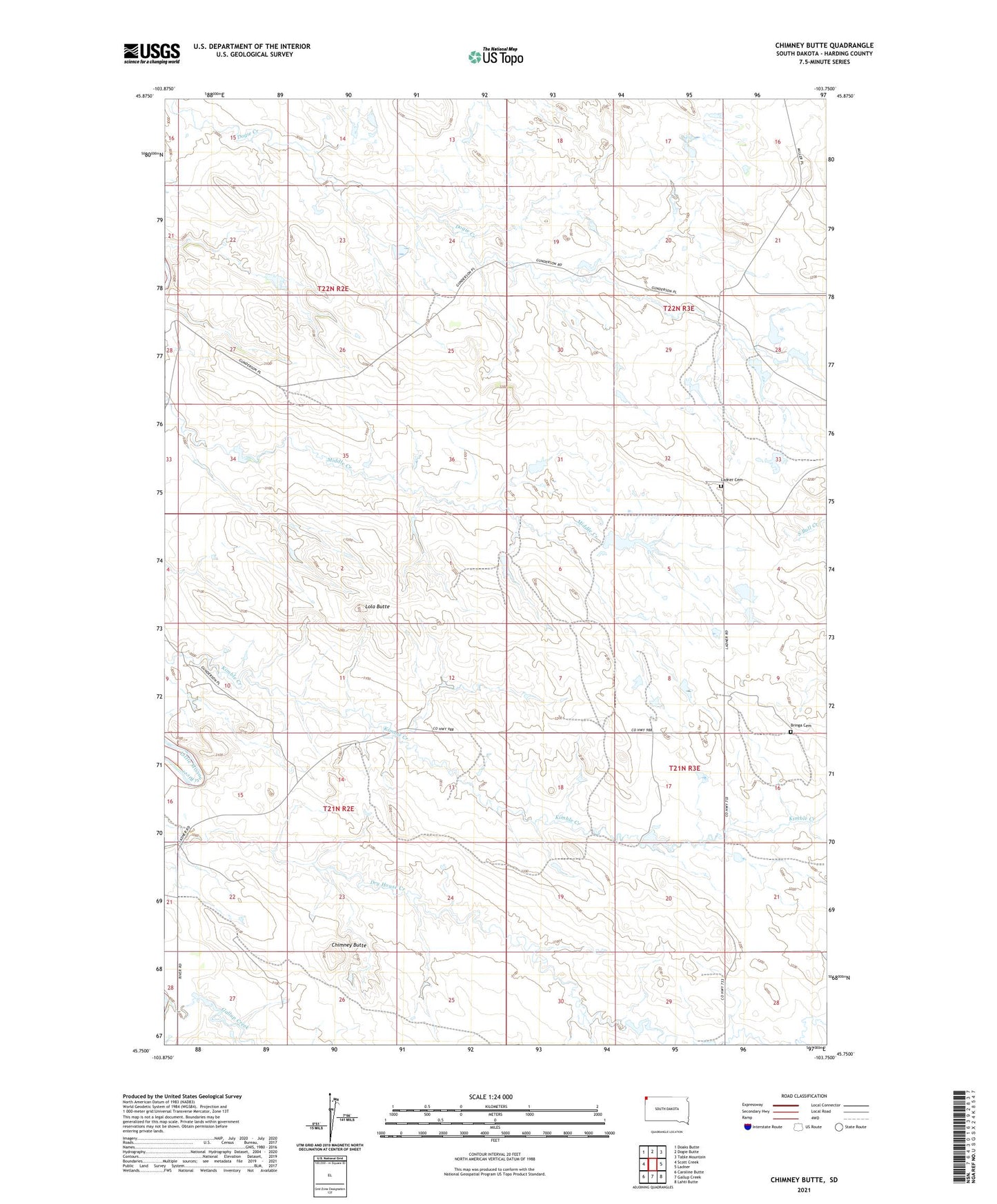 Chimney Butte South Dakota US Topo Map Image