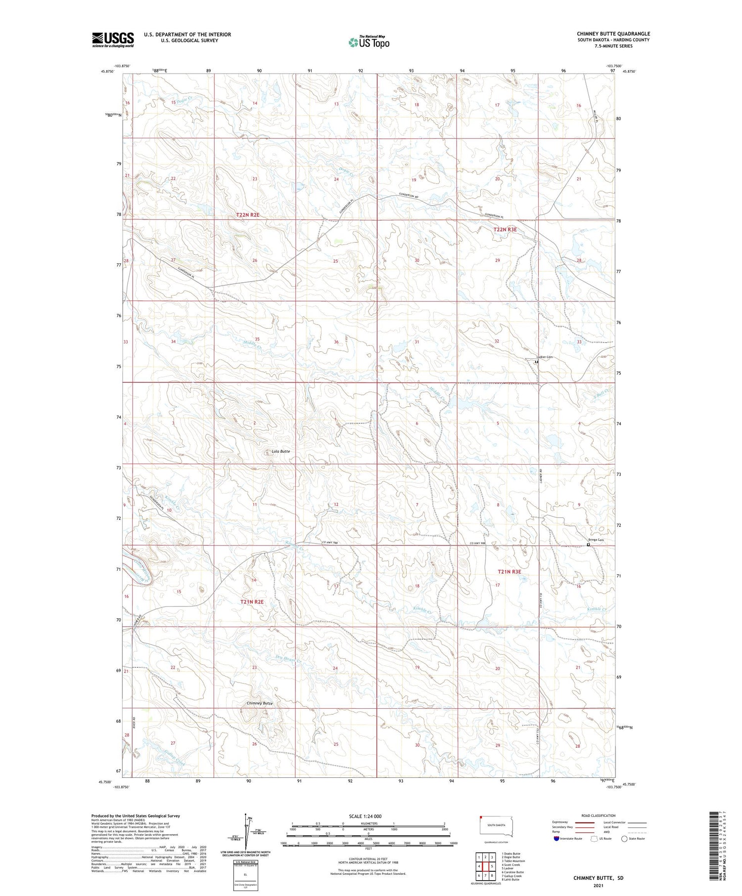 Chimney Butte South Dakota US Topo Map Image