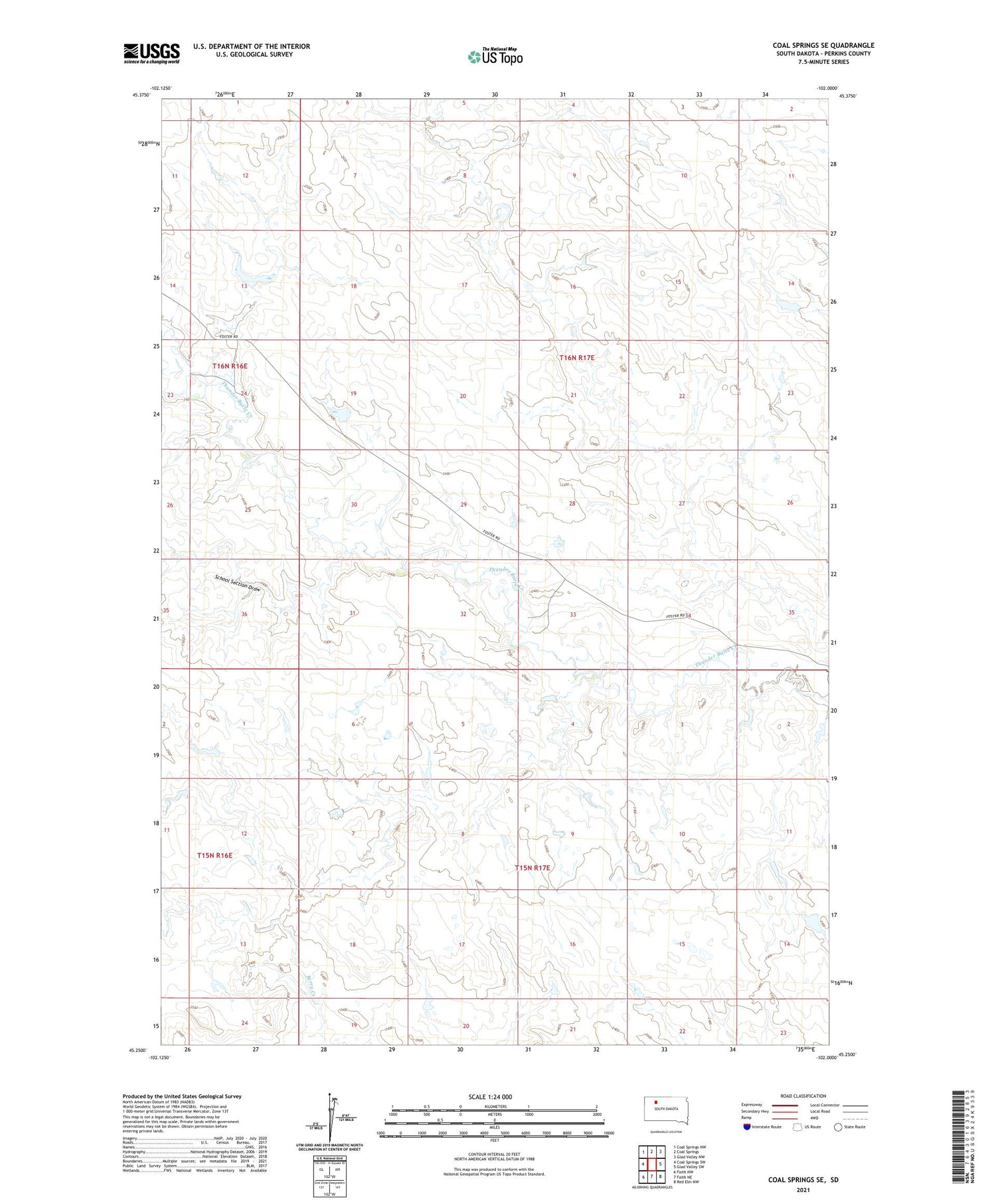 Coal Springs SE South Dakota US Topo Map Image