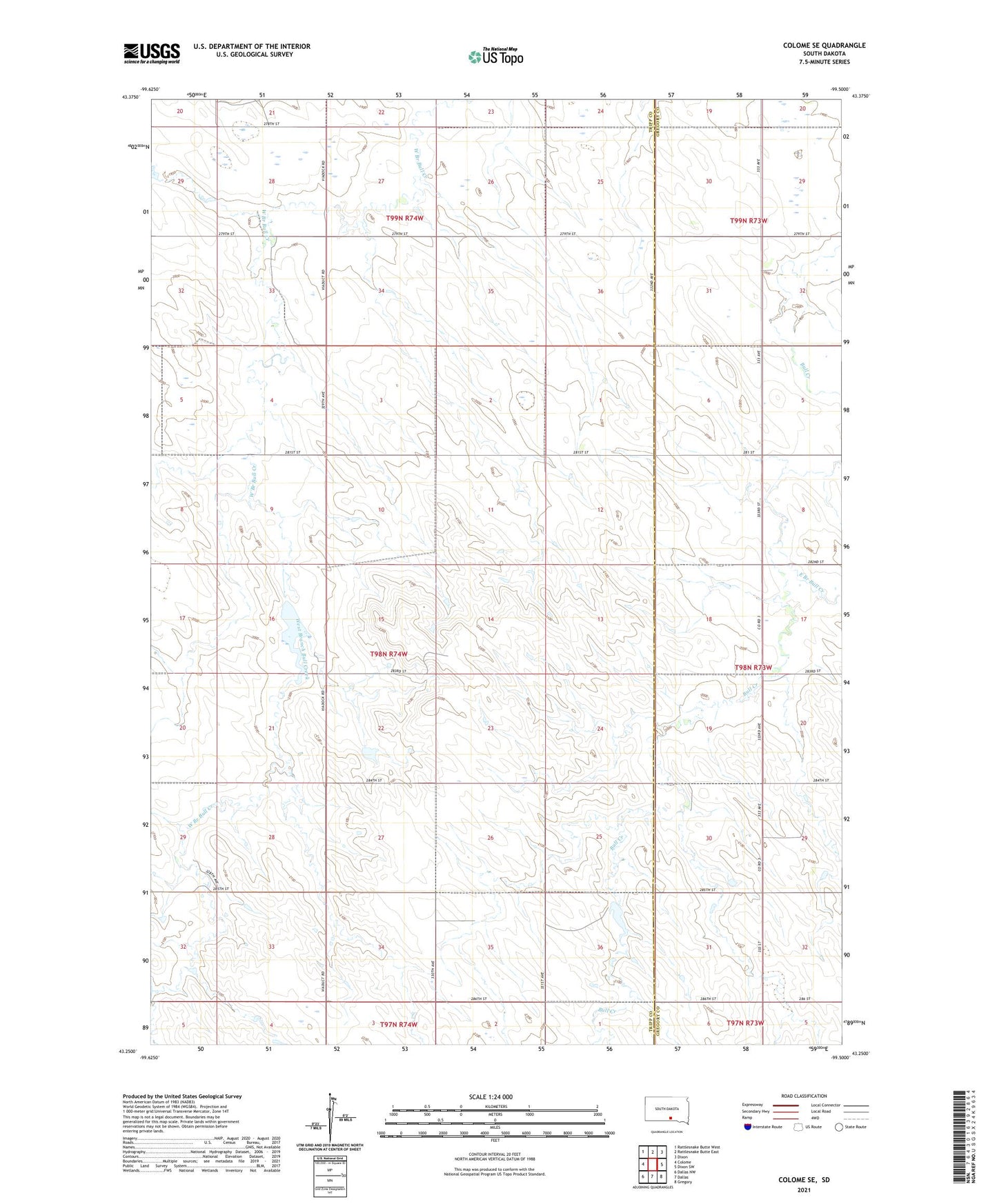 Colome SE South Dakota US Topo Map Image