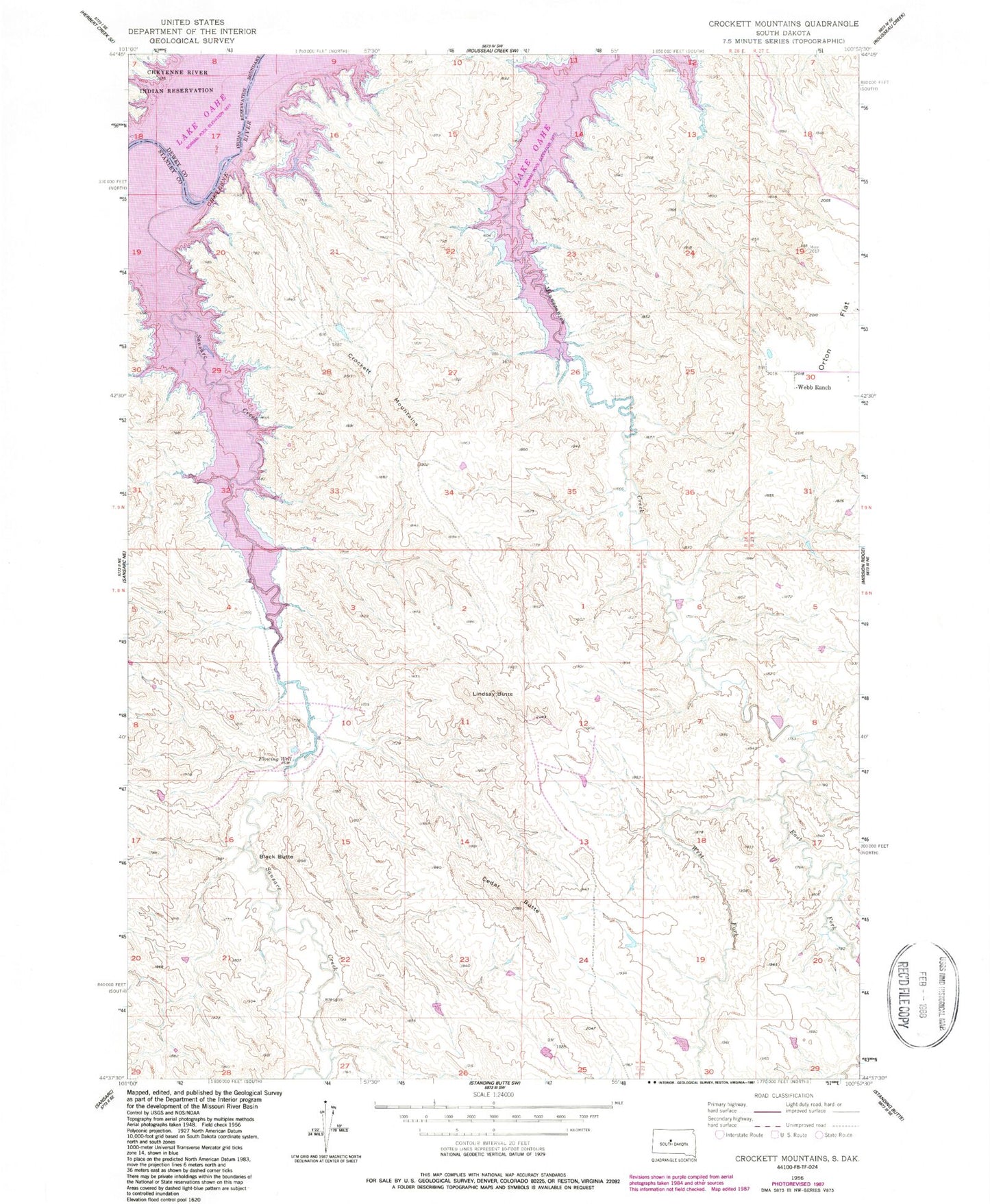 Classic USGS Crokett Mountains South Dakota 7.5'x7.5' Topo Map Image