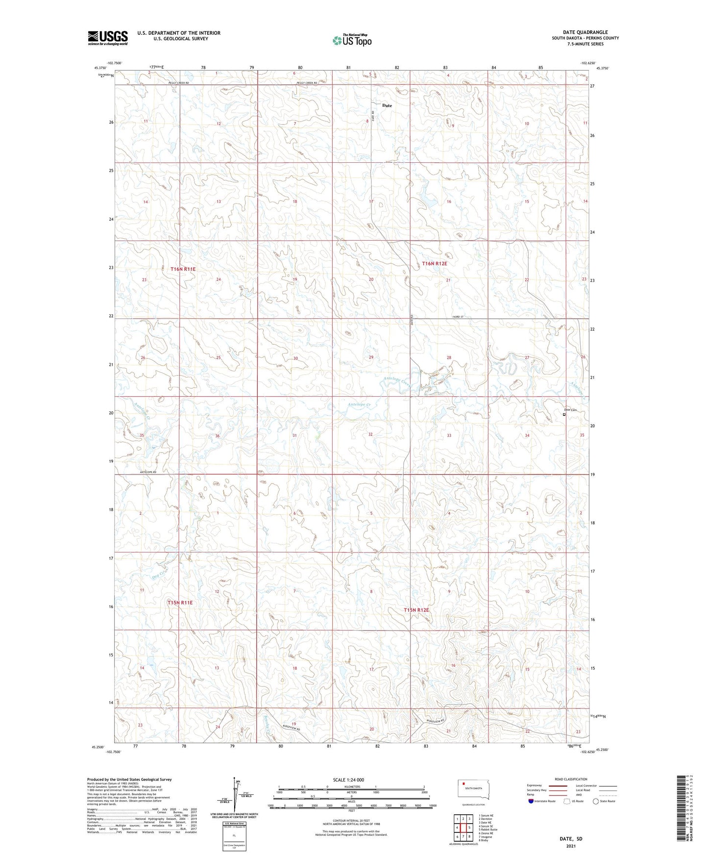 Date South Dakota US Topo Map Image