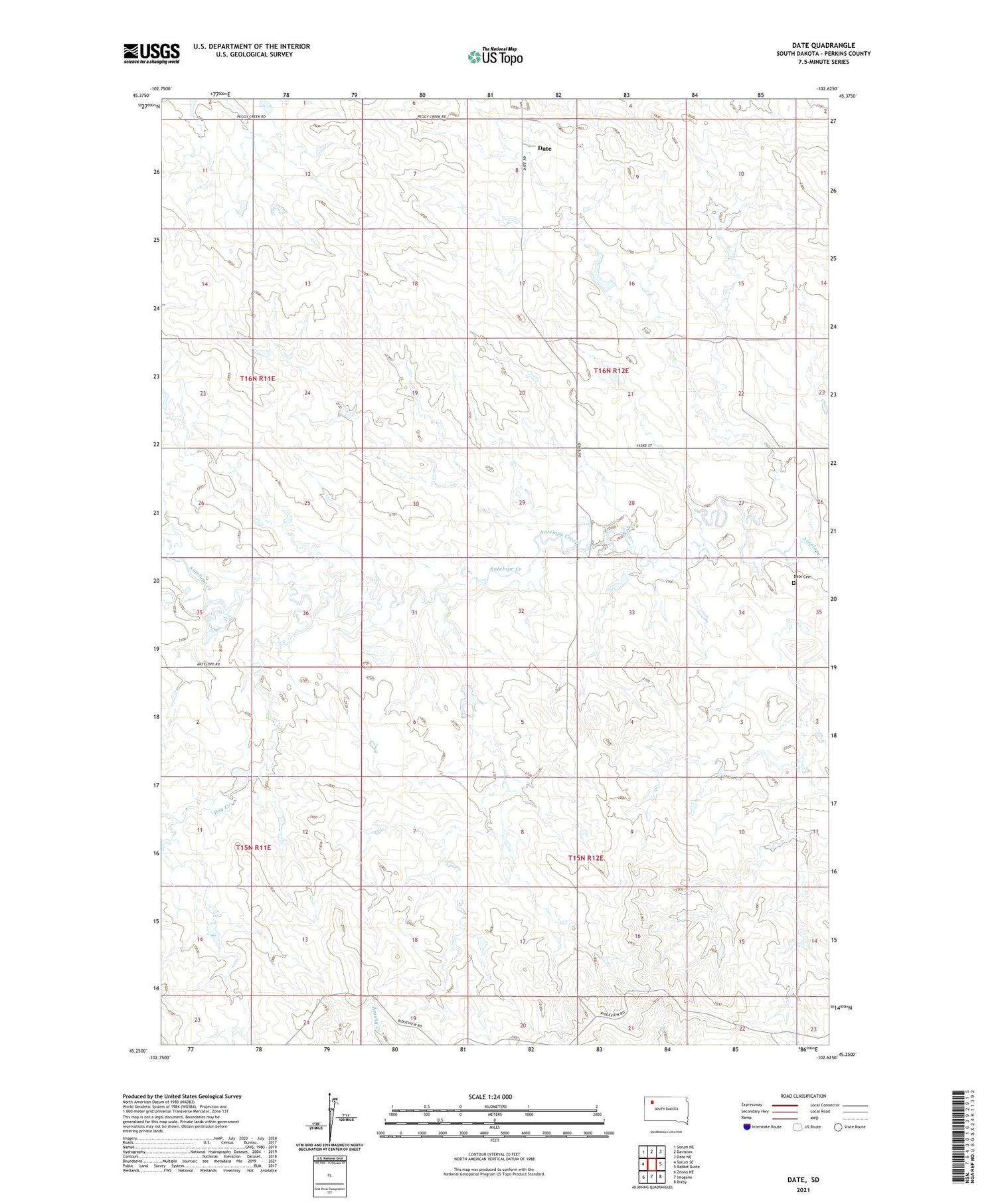 Date South Dakota US Topo Map Image