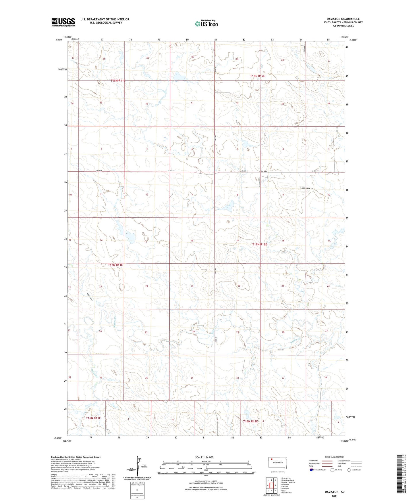 Daviston South Dakota US Topo Map Image