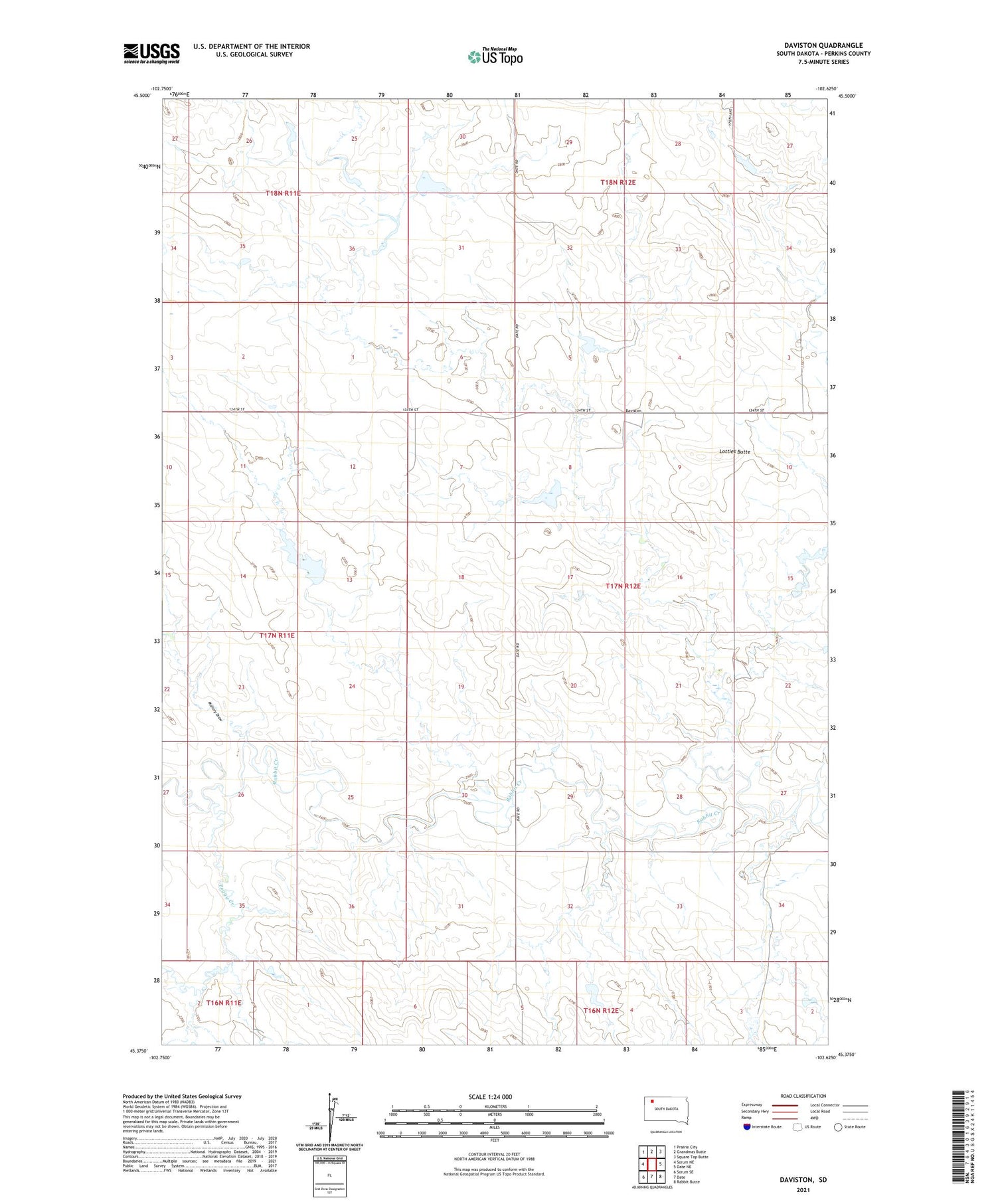 Daviston South Dakota US Topo Map Image