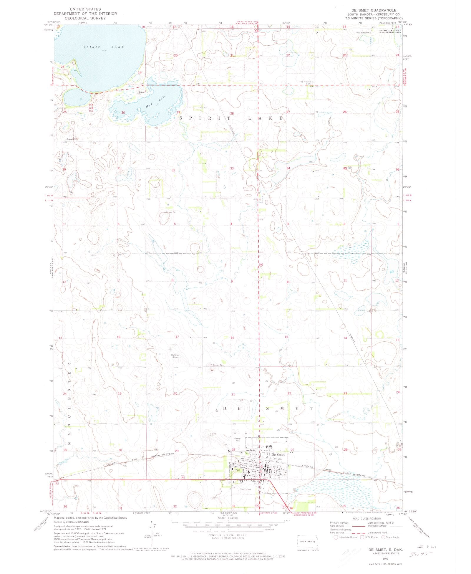 Classic USGS De Smet South Dakota 7.5'x7.5' Topo Map MyTopo Map Store