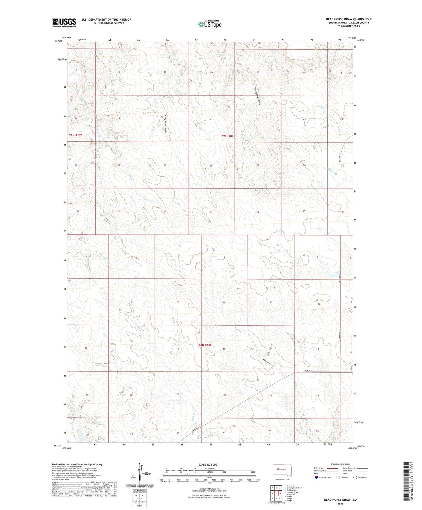 Dead Horse Draw South Dakota US Topo Map Image