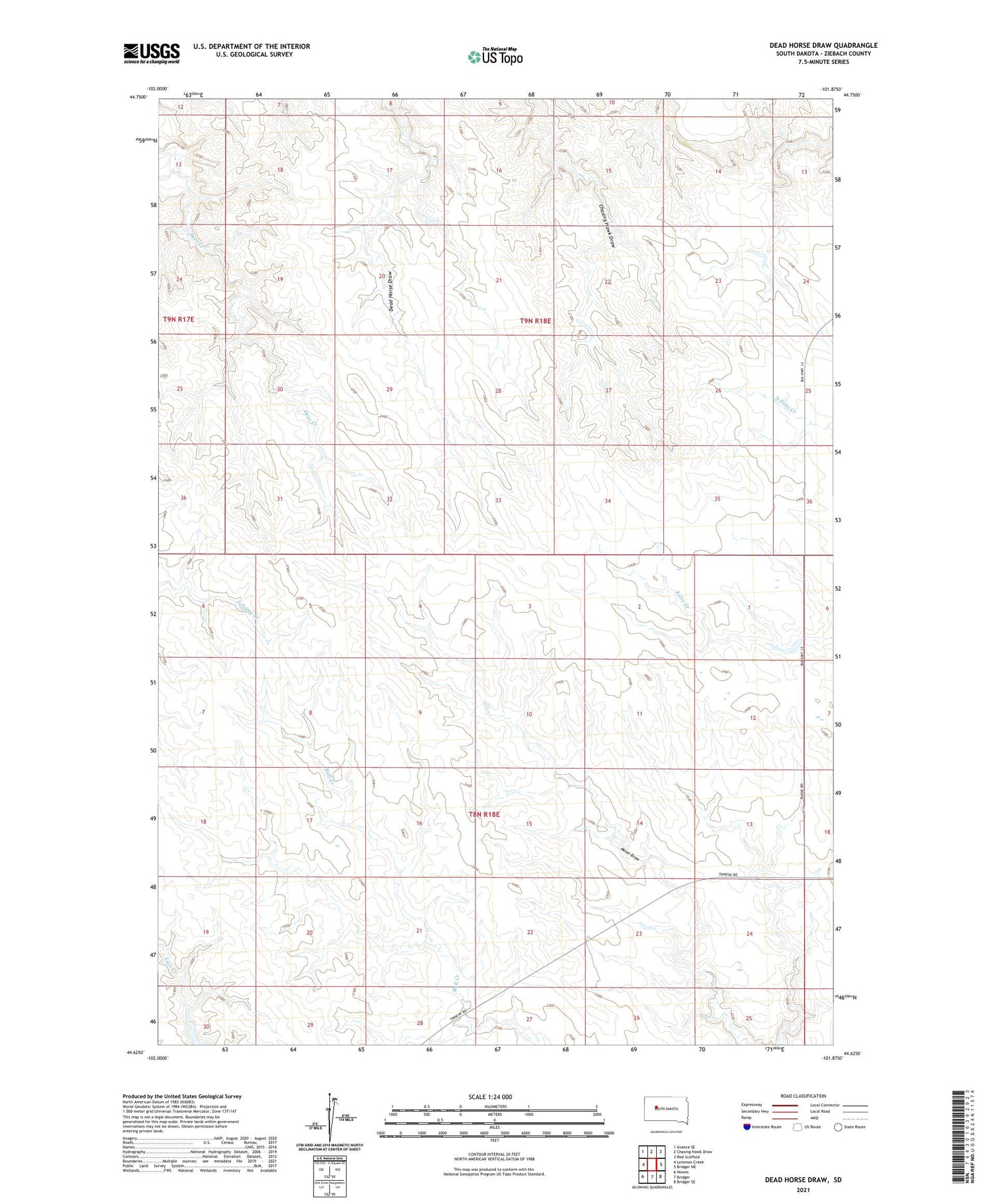 Dead Horse Draw South Dakota US Topo Map Image