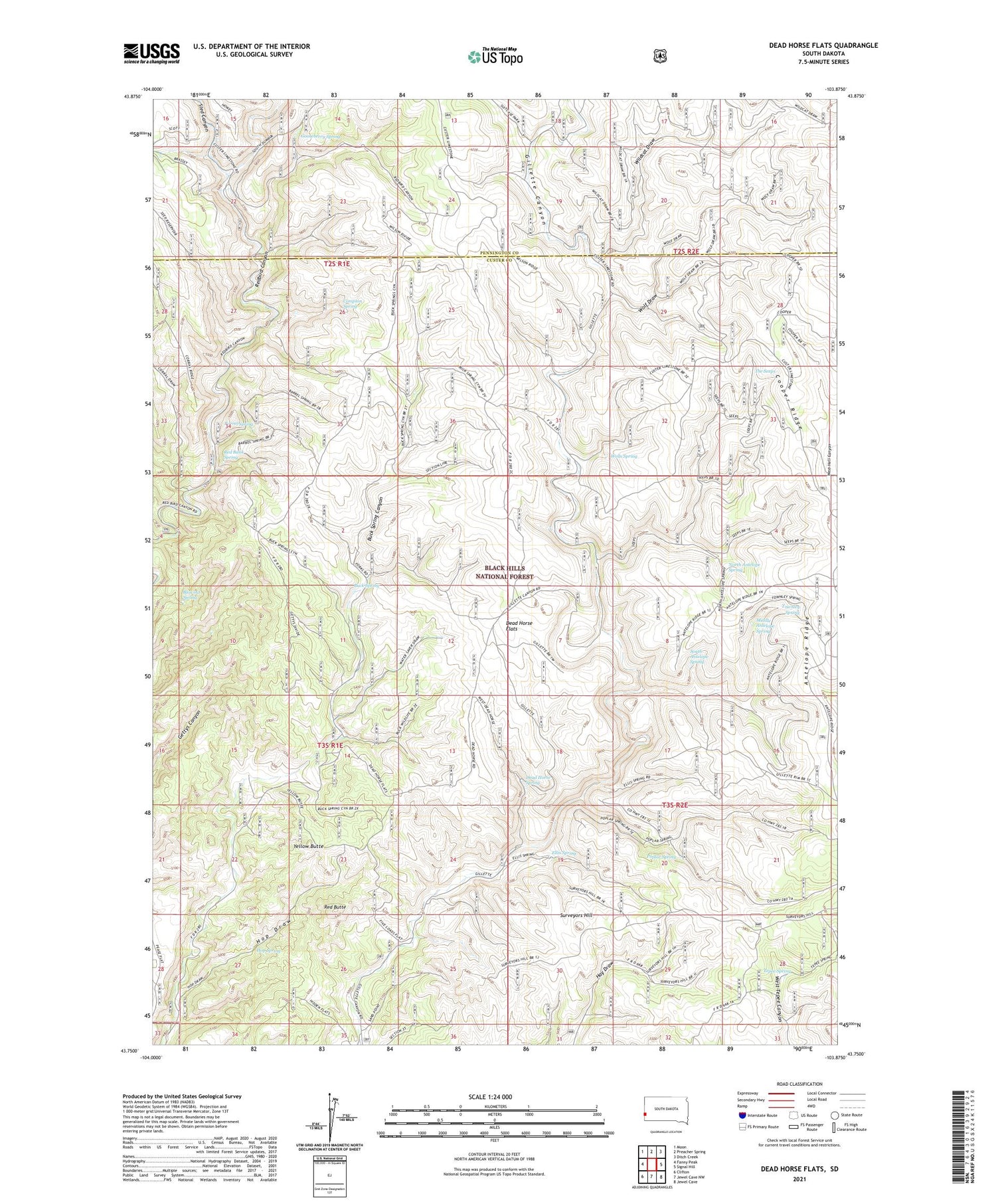 Dead Horse Flats South Dakota US Topo Map Image