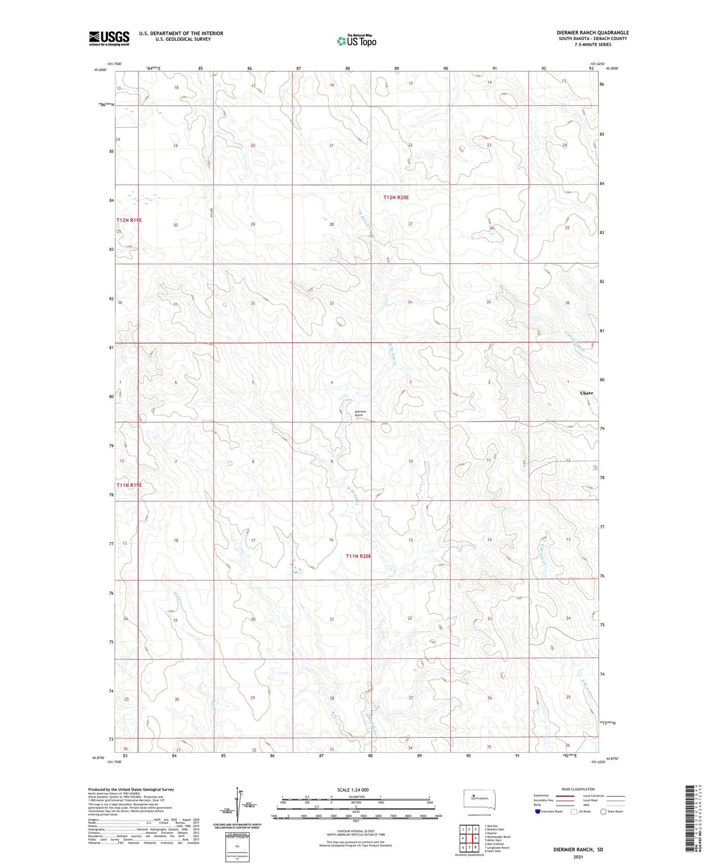 Diermier Ranch South Dakota US Topo Map Image