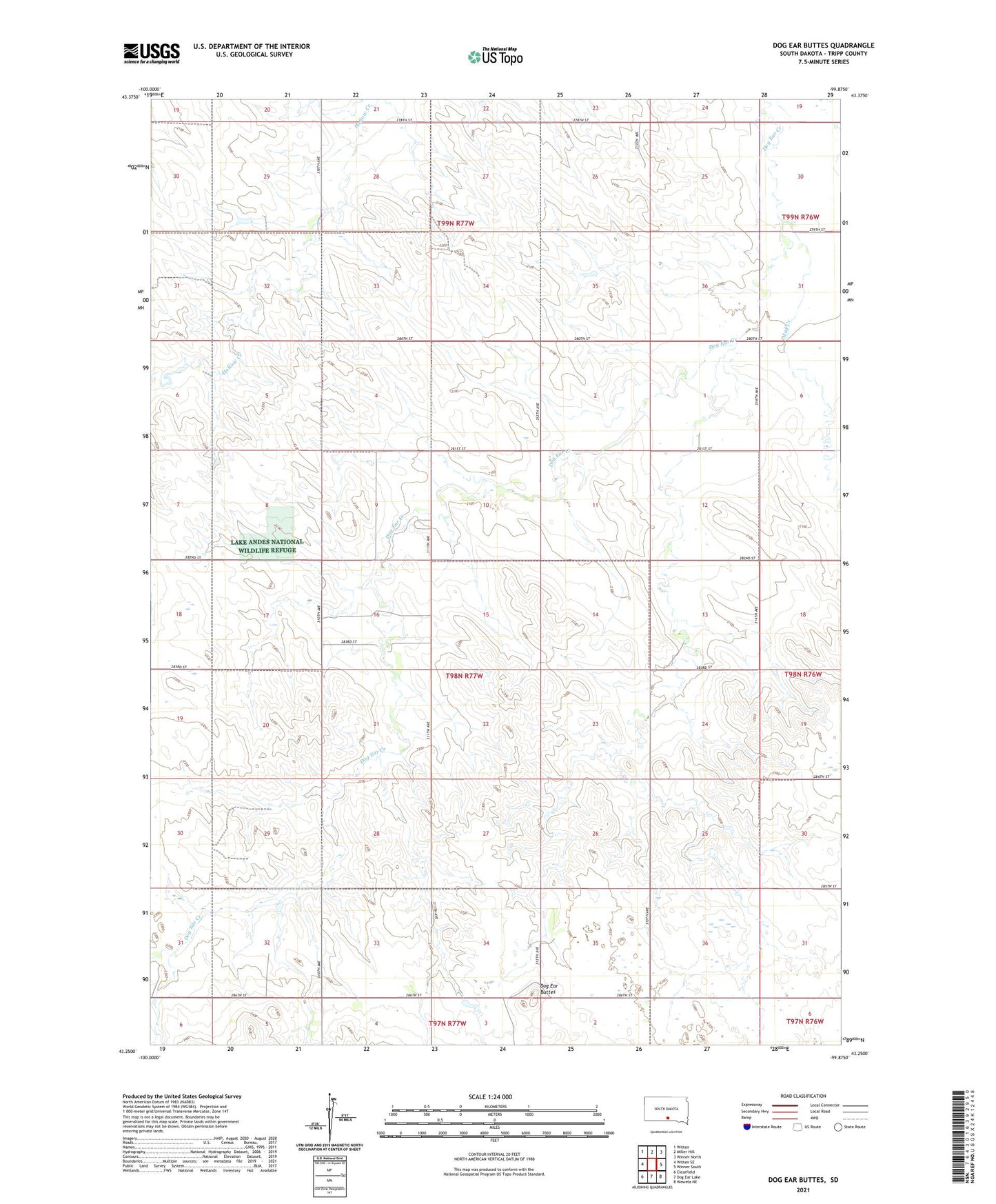 Dog Ear Buttes South Dakota US Topo Map Image