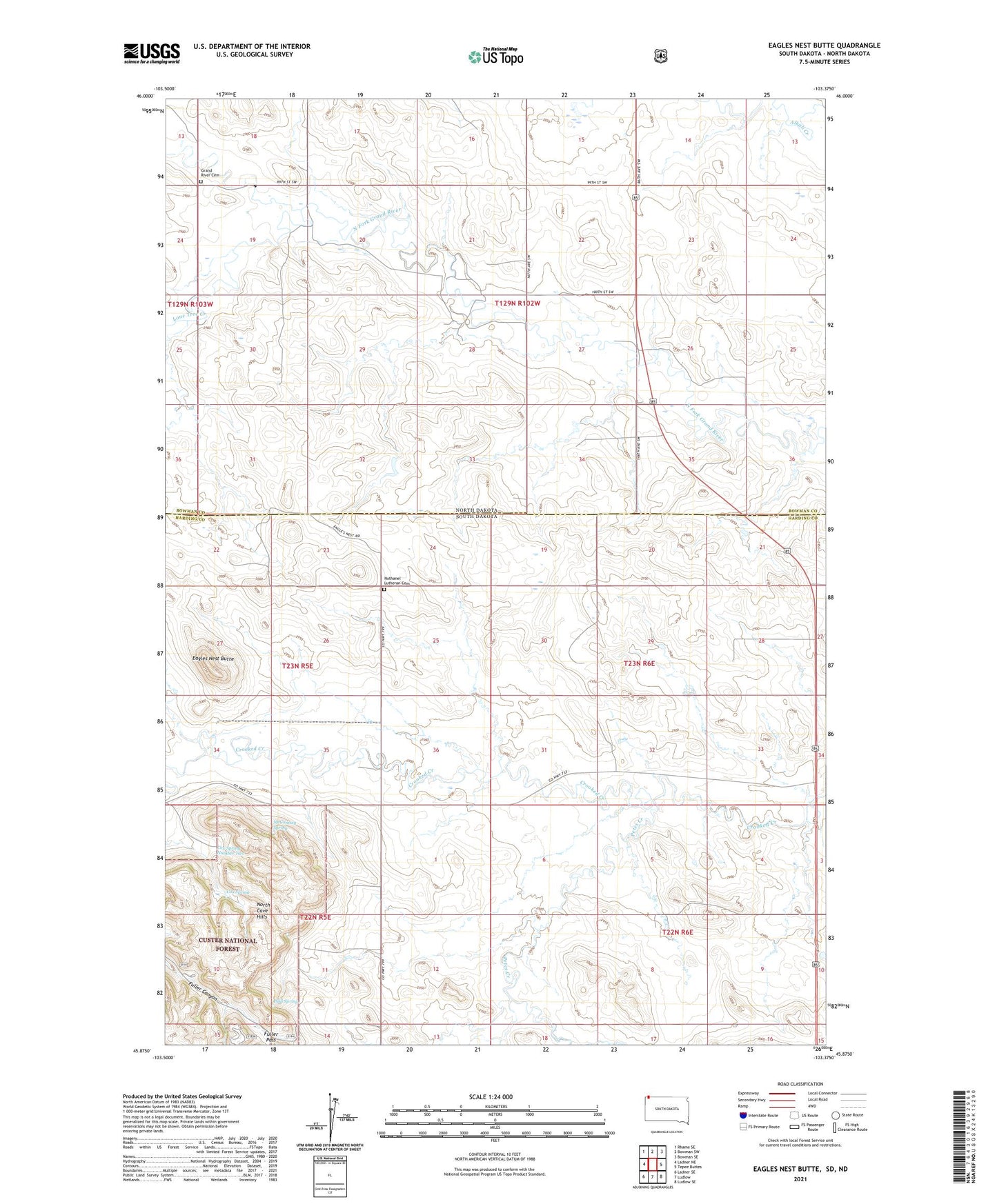 Eagles Nest Butte South Dakota US Topo Map Image