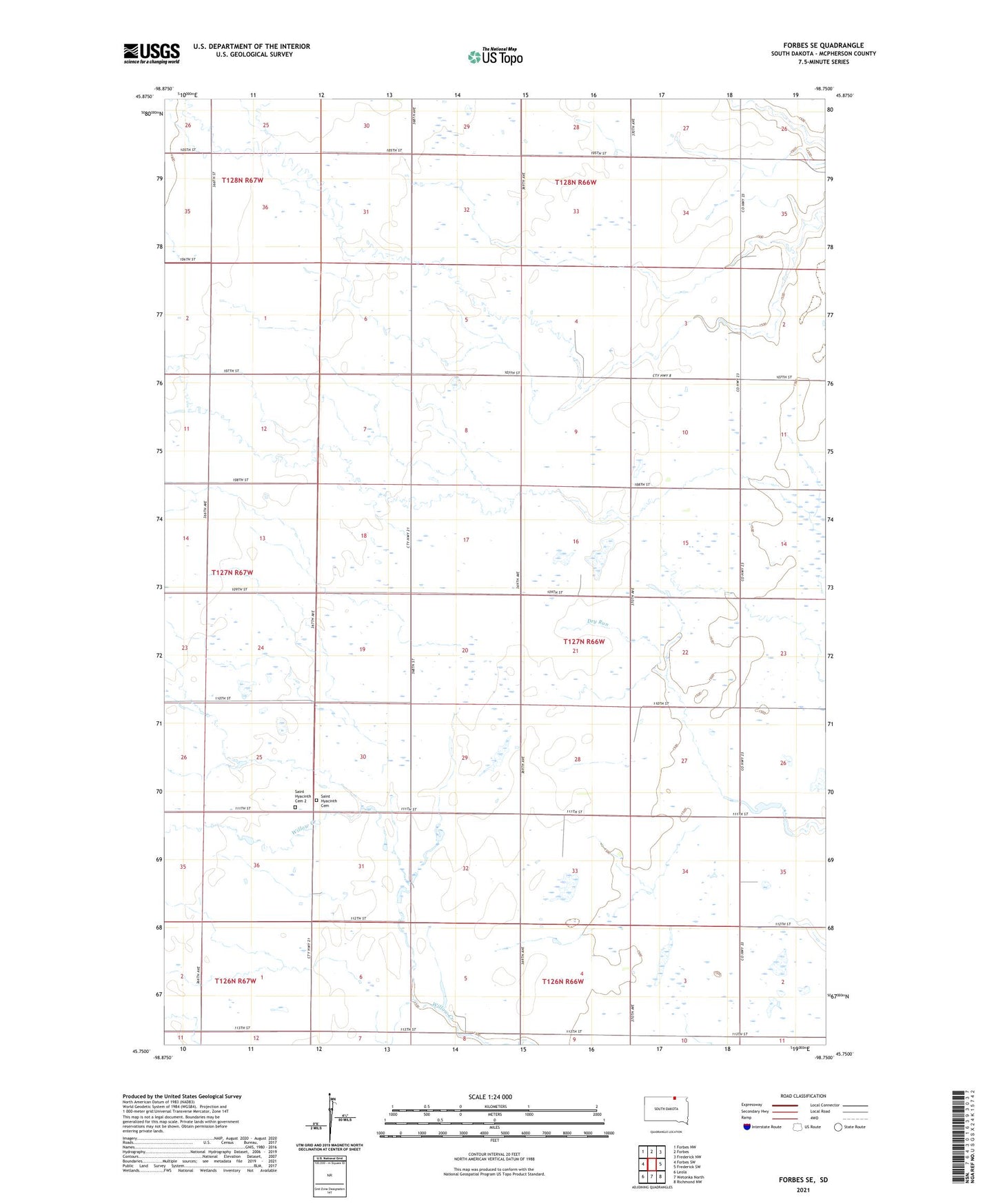 Forbes SE South Dakota US Topo Map Image