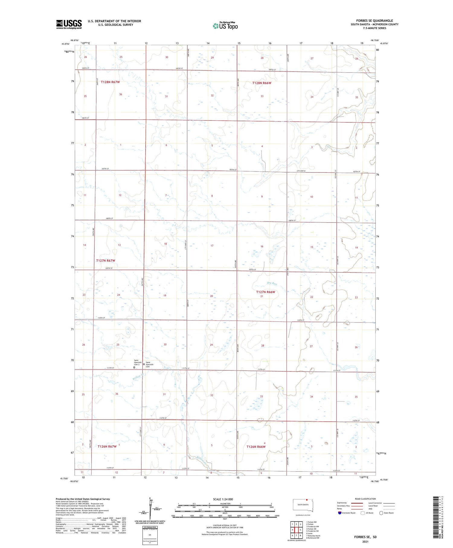 Forbes SE South Dakota US Topo Map Image