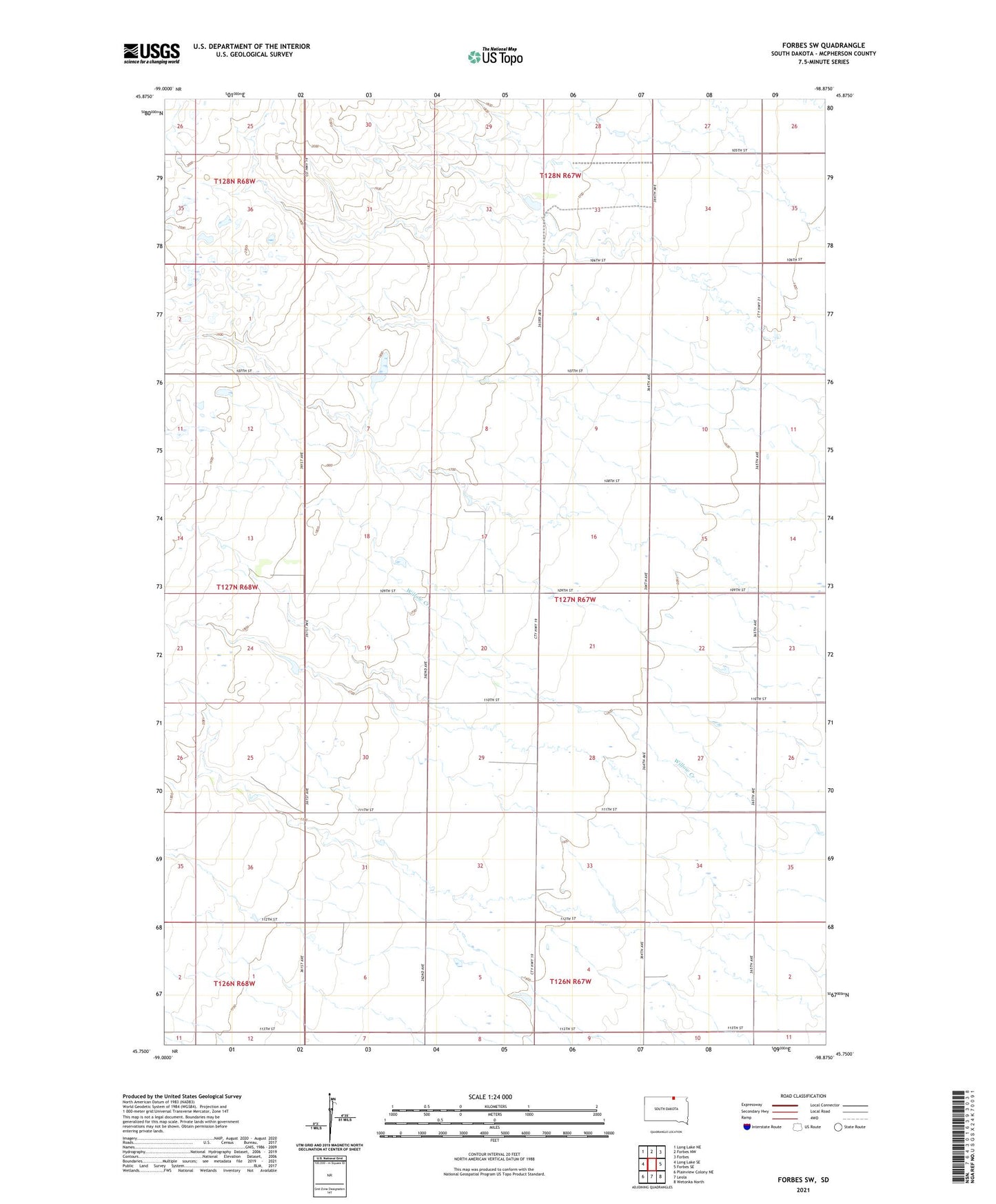 Forbes SW South Dakota US Topo Map Image