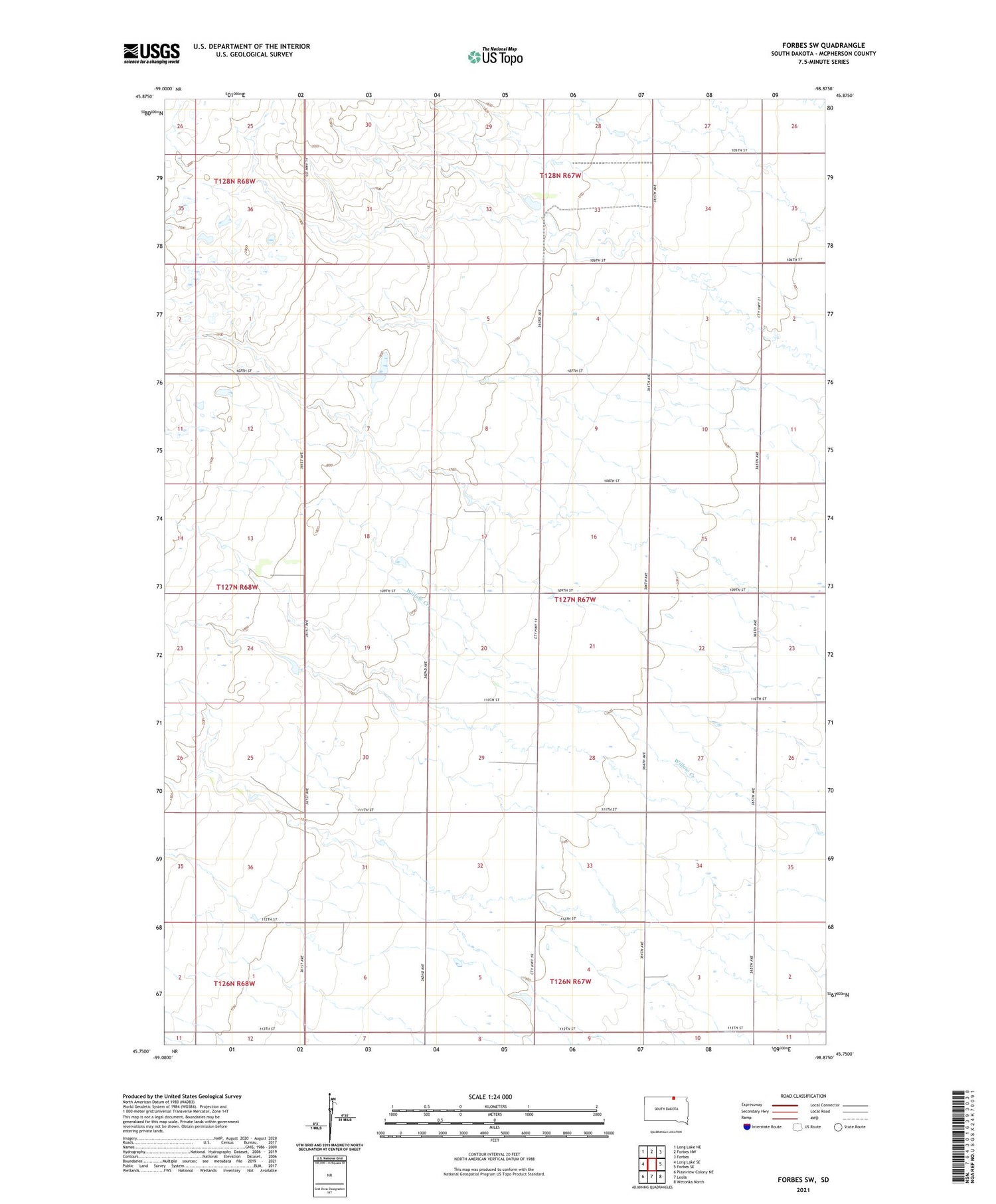 Forbes SW South Dakota US Topo Map Image