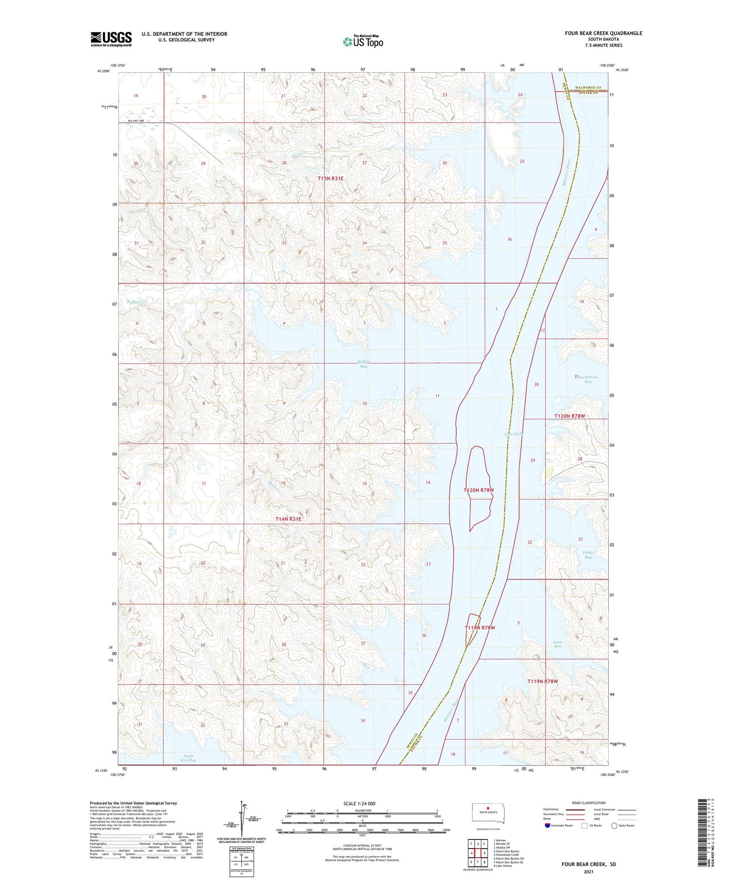 Four Bear Creek South Dakota US Topo Map Image