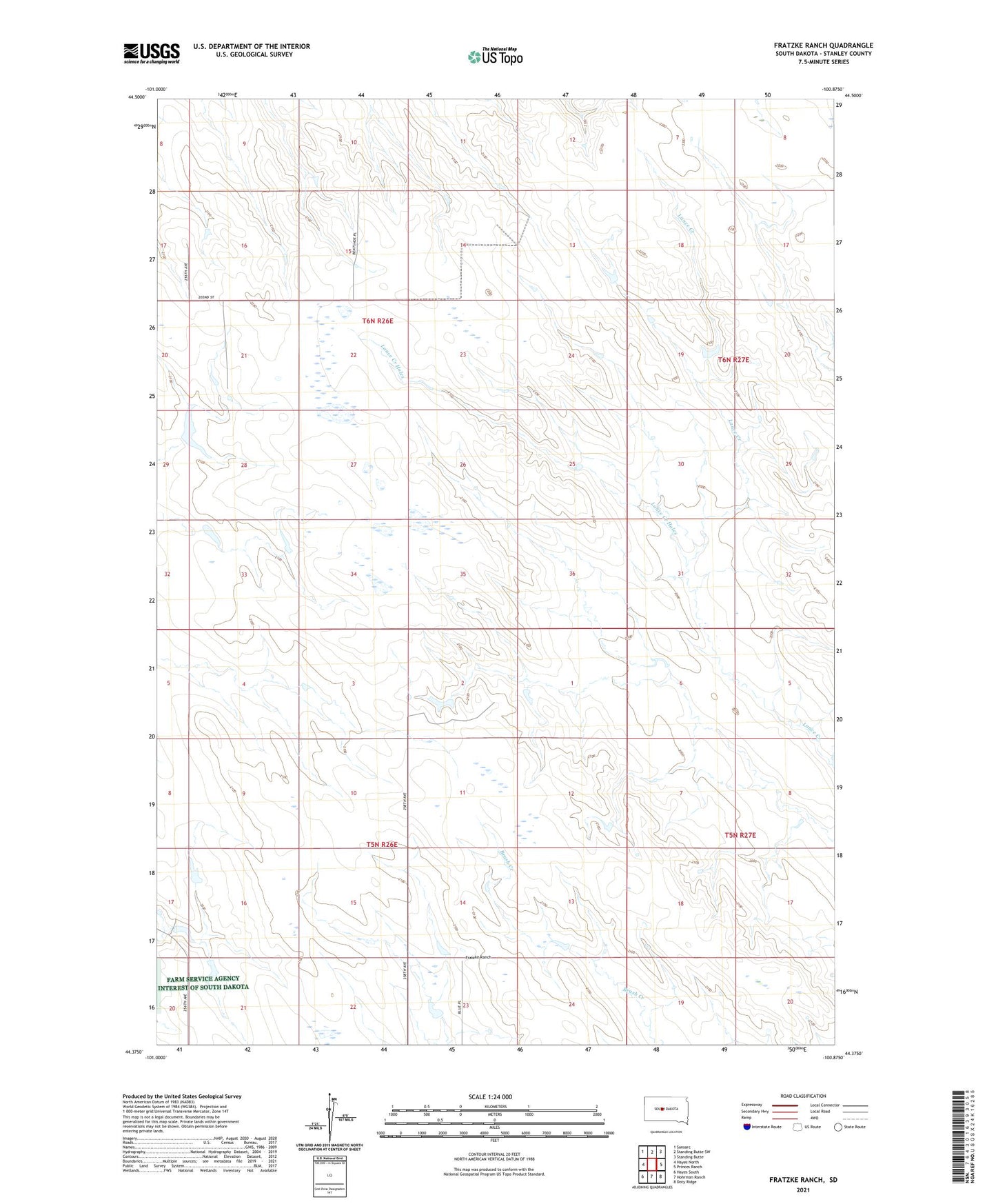 Fratzke Ranch South Dakota US Topo Map Image
