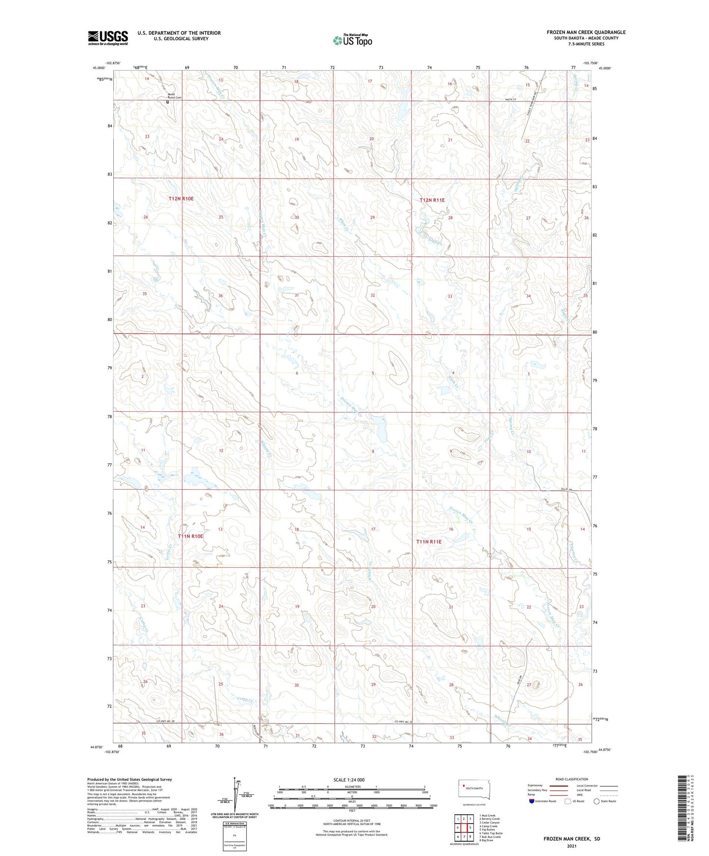 Frozen Man Creek South Dakota US Topo Map Image