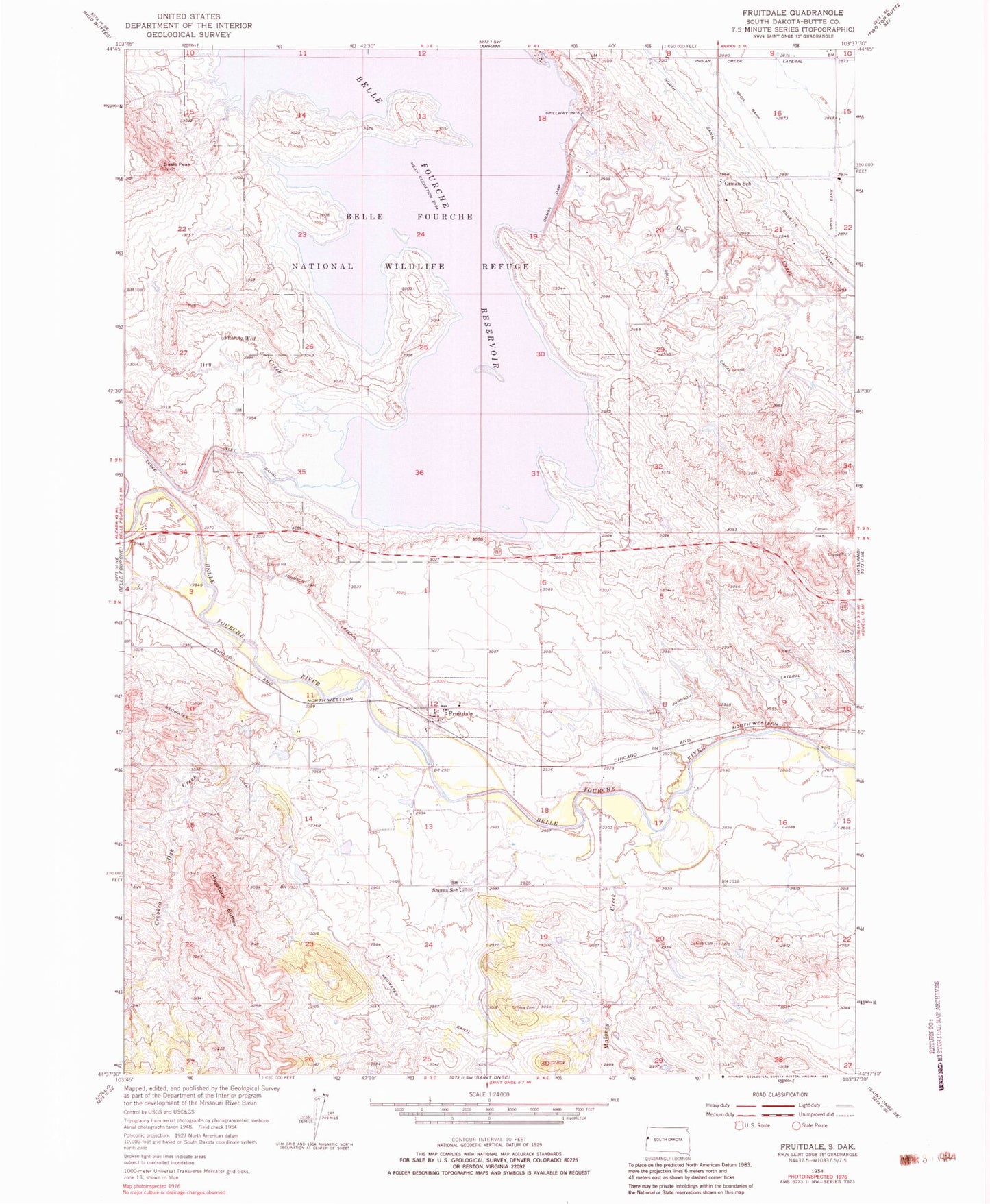 Classic USGS Fruitdale South Dakota 7.5'x7.5' Topo Map Image