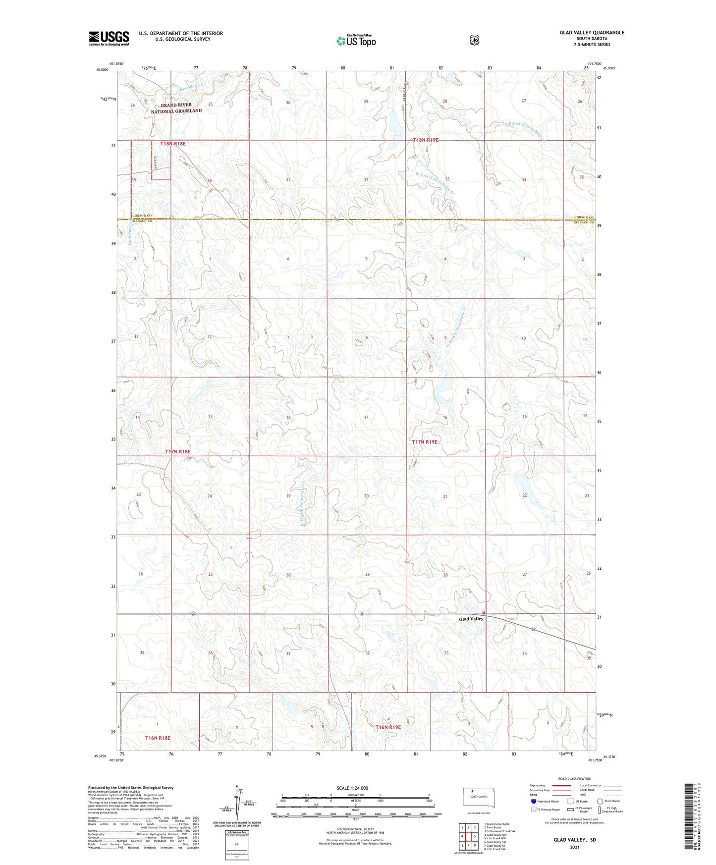 Glad Valley South Dakota US Topo Map Image