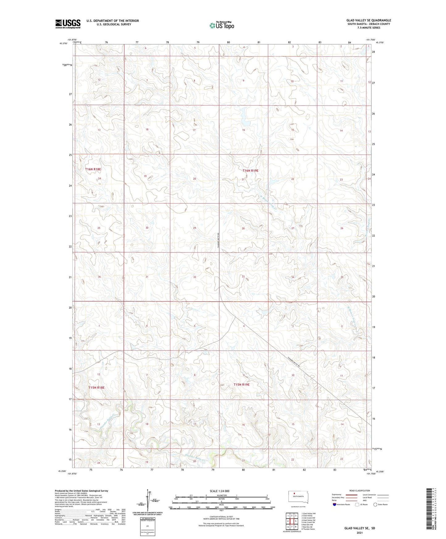 Glad Valley SE South Dakota US Topo Map Image