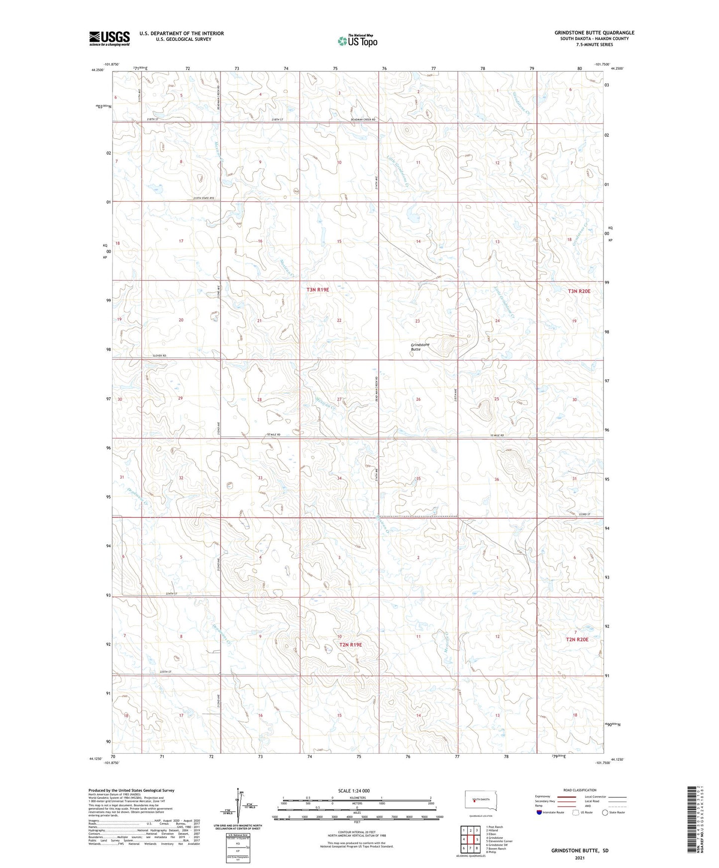 Grindstone Butte South Dakota US Topo Map Image