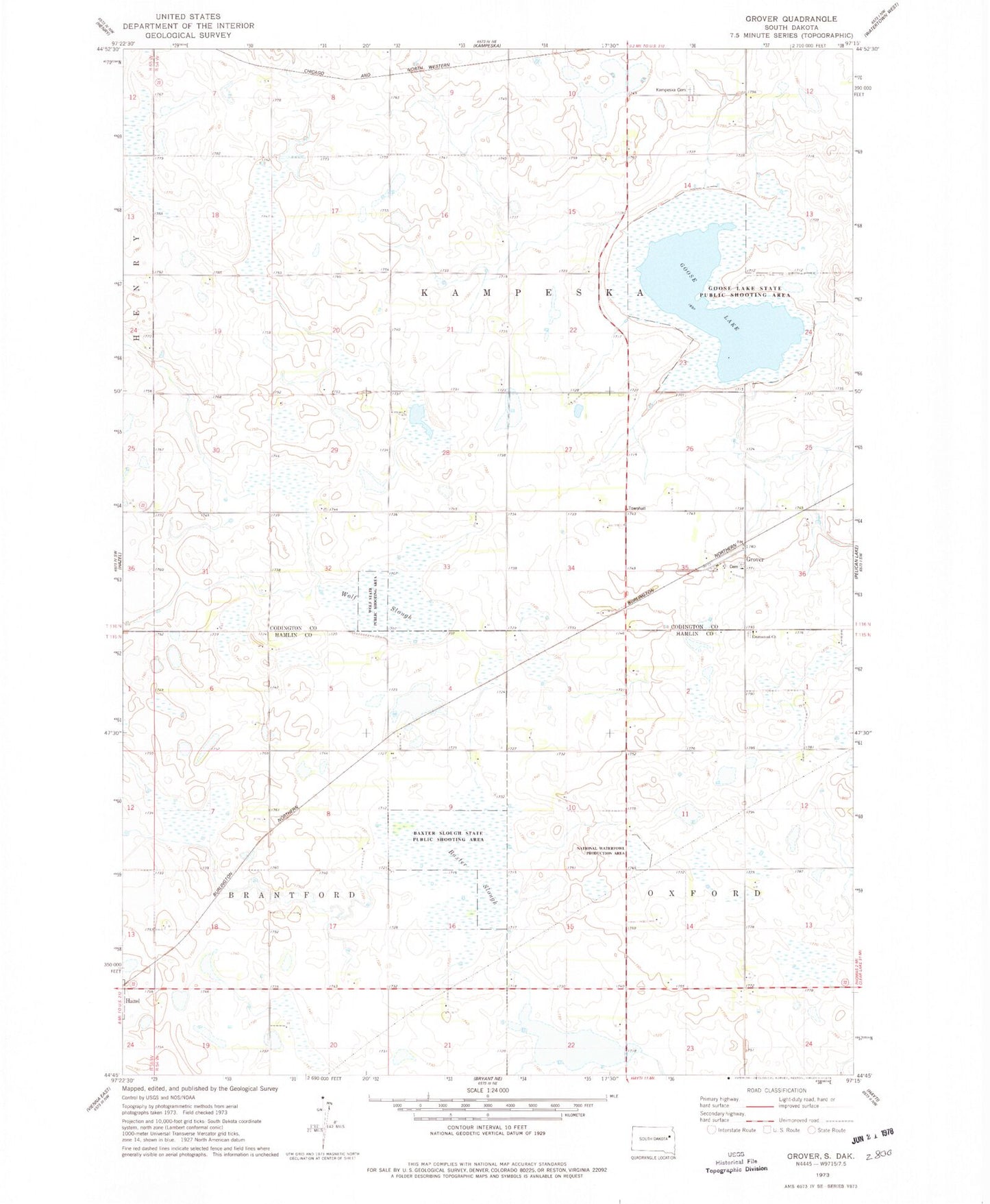 Classic USGS Grover South Dakota 7.5'x7.5' Topo Map Image