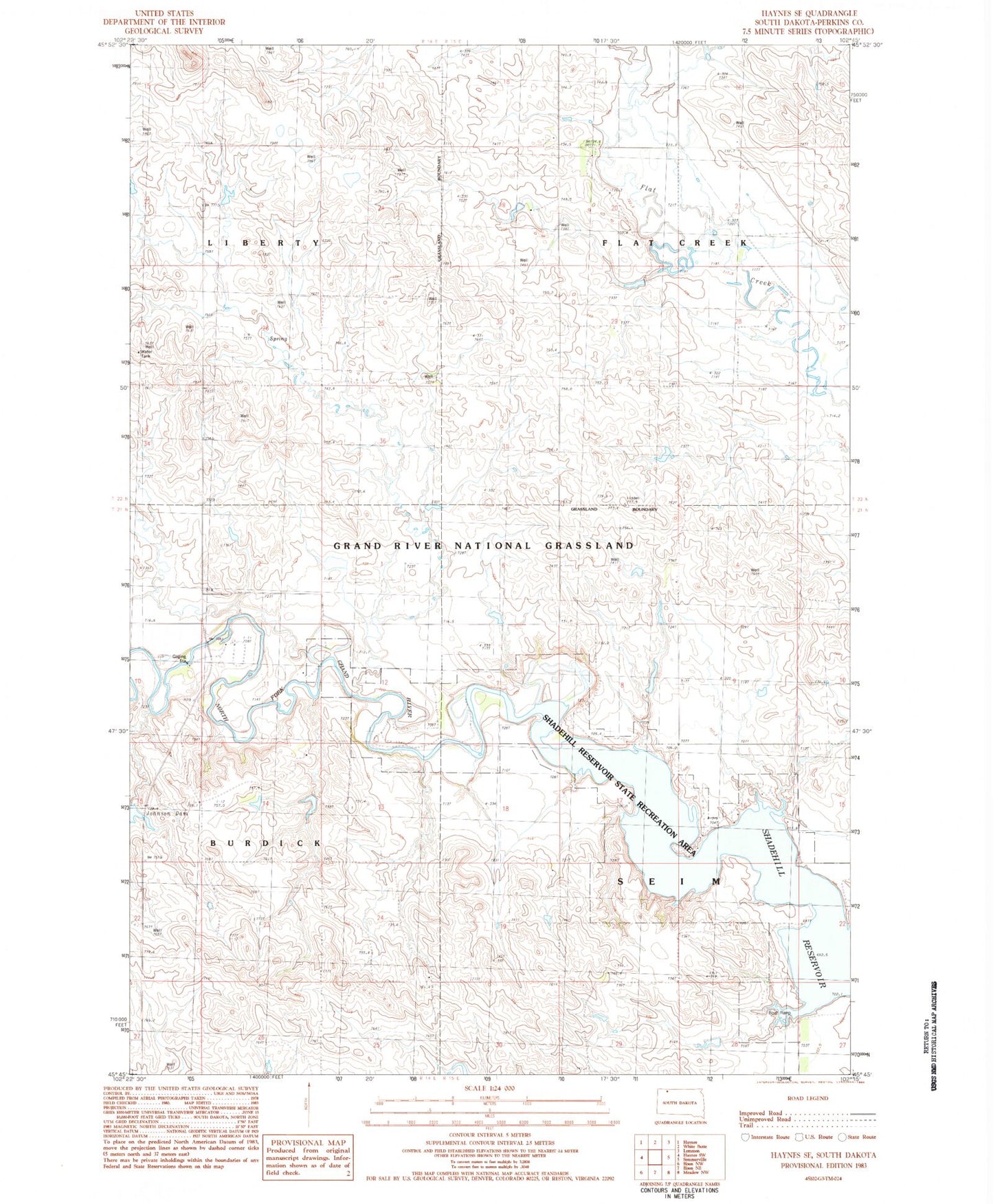 Classic USGS Haynes SE South Dakota 7.5'x7.5' Topo Map Image