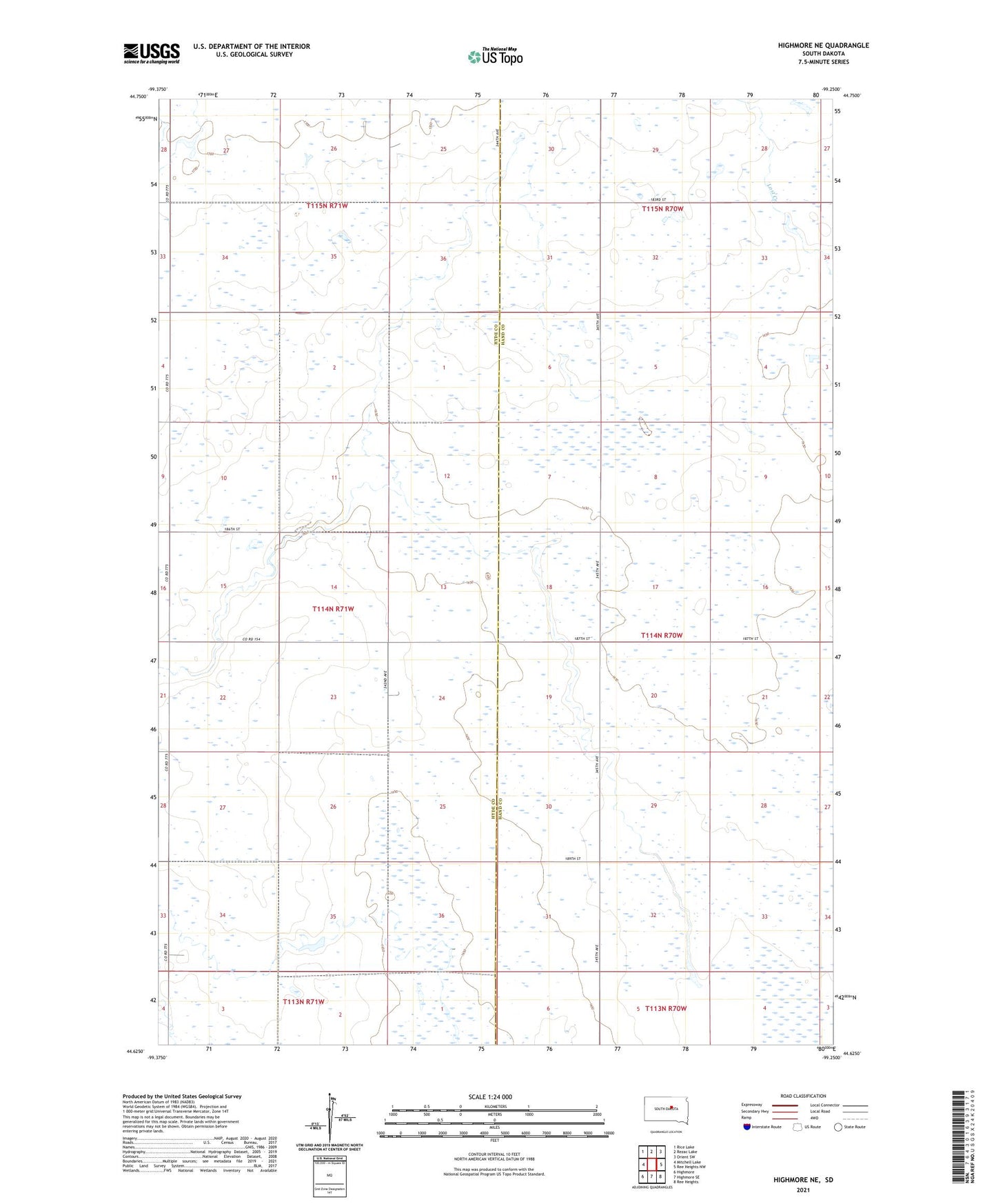 Highmore NE South Dakota US Topo Map Image
