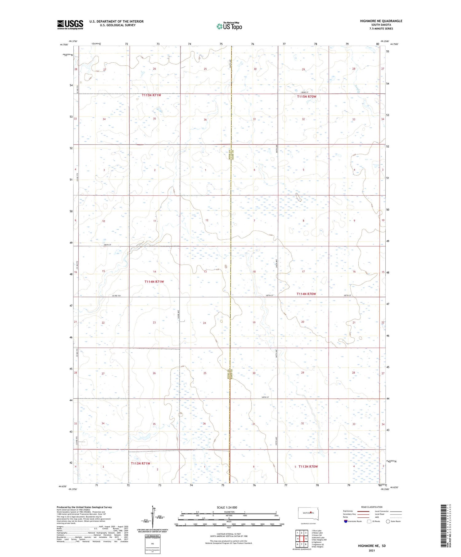 Highmore NE South Dakota US Topo Map Image