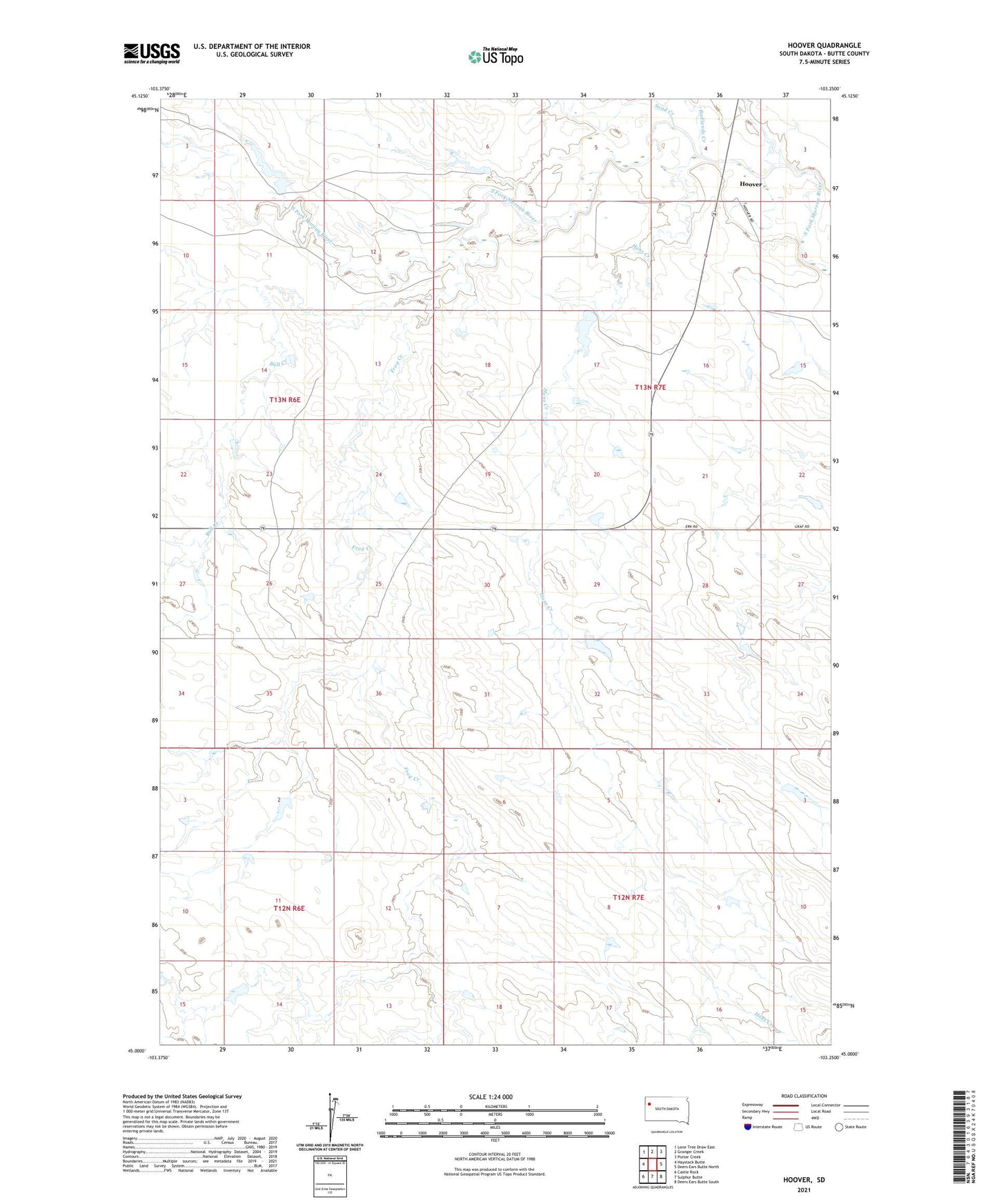 Hoover South Dakota US Topo Map Image