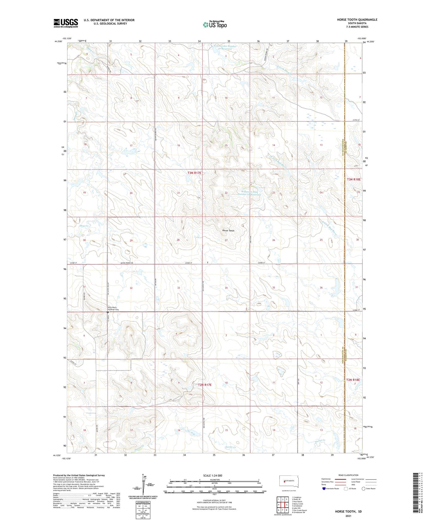 Horse Tooth South Dakota US Topo Map Image
