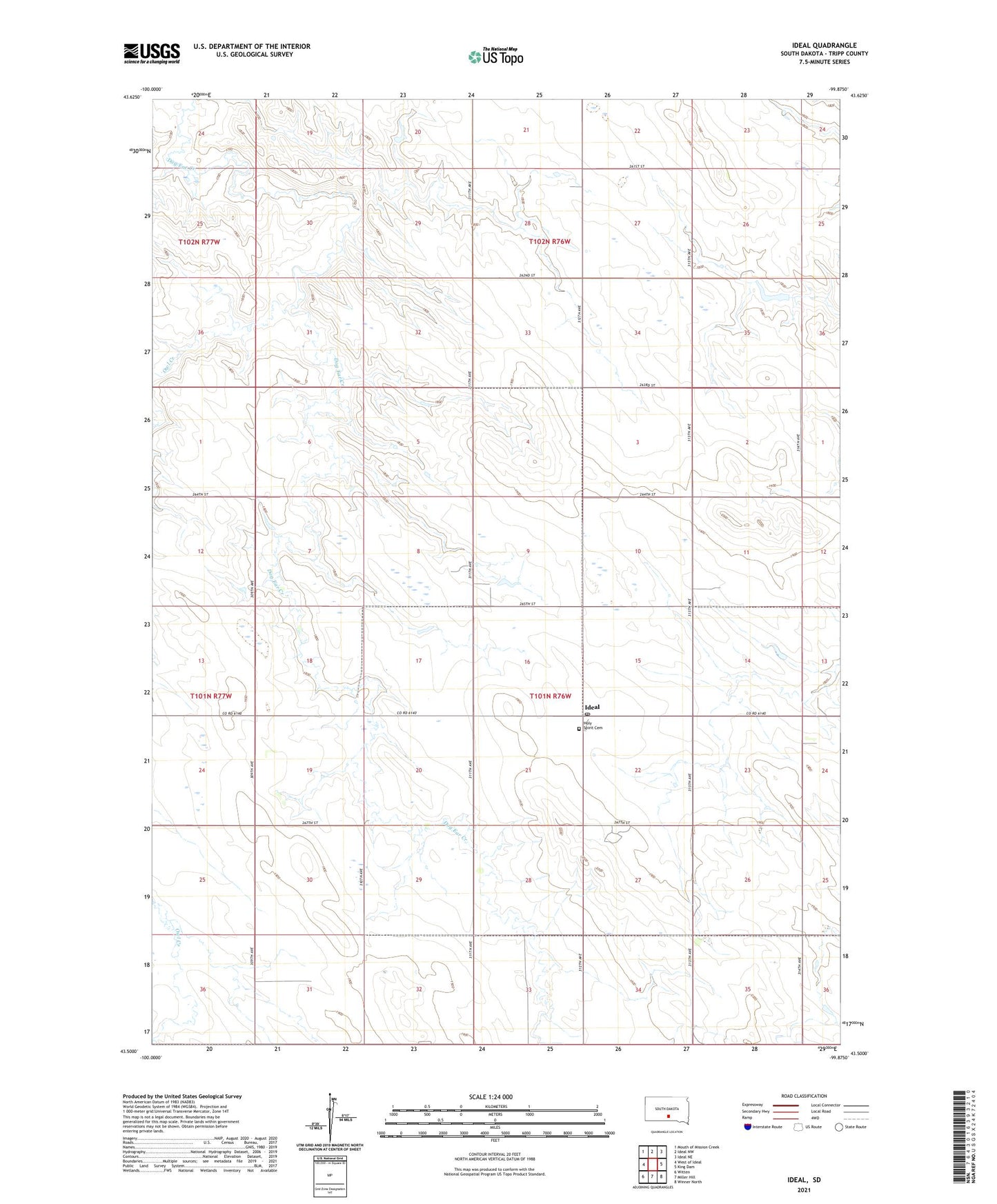 Ideal South Dakota US Topo Map Image