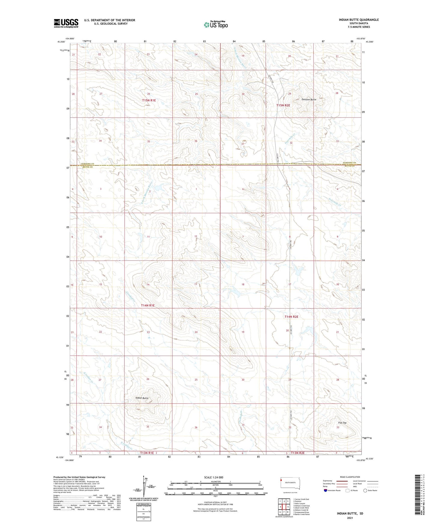 Indian Butte South Dakota US Topo Map Image