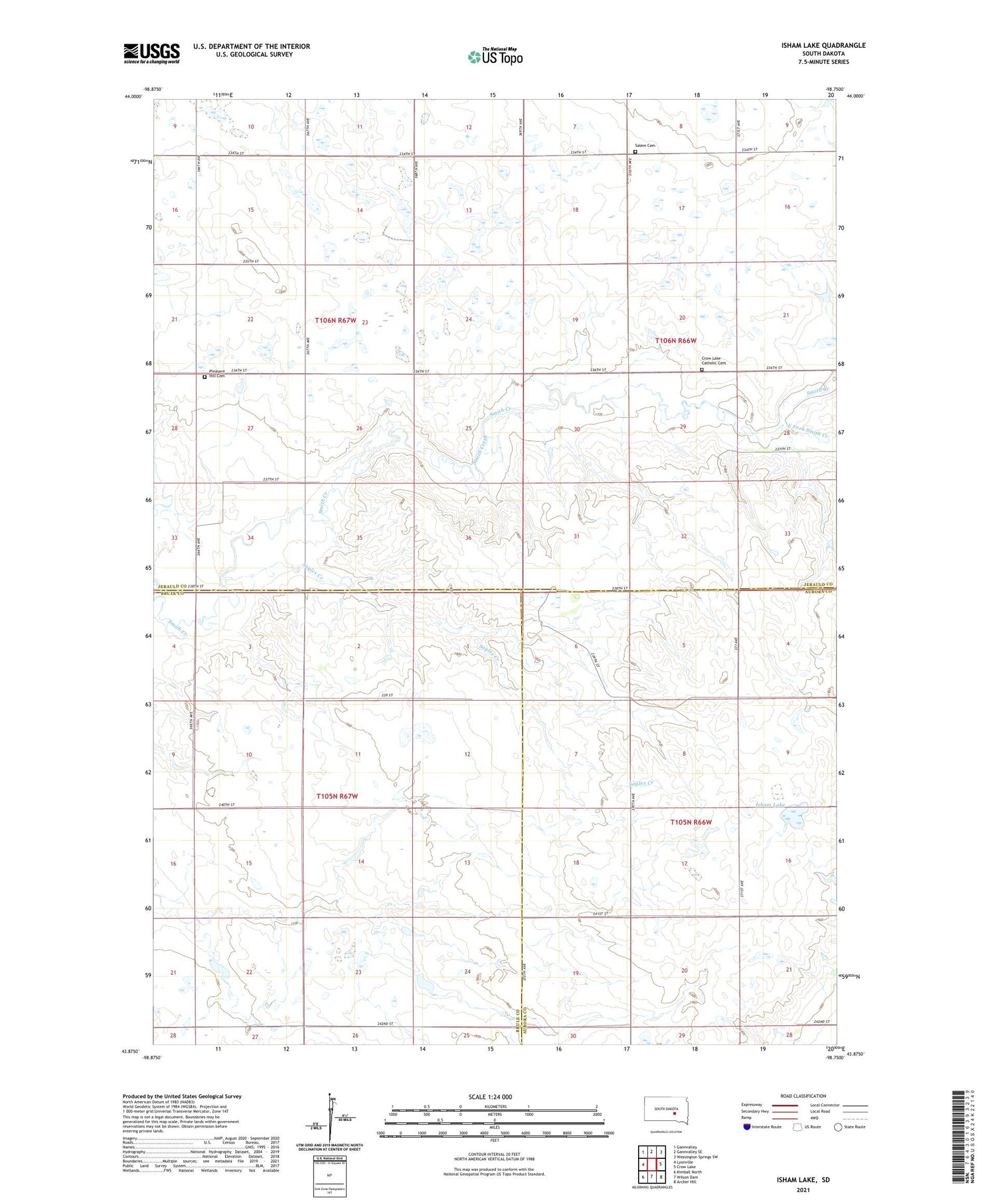 Isham Lake South Dakota US Topo Map Image