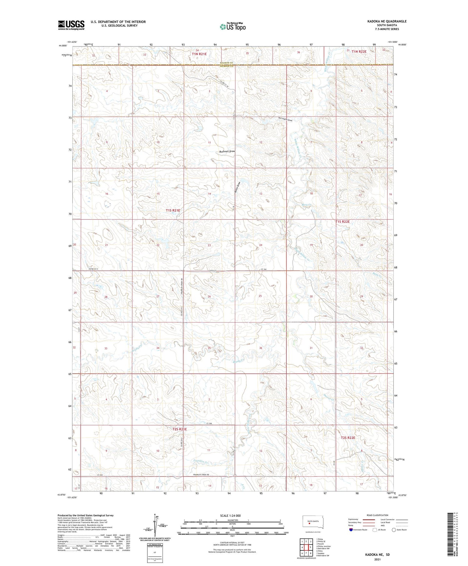 Kadoka NE South Dakota US Topo Map Image