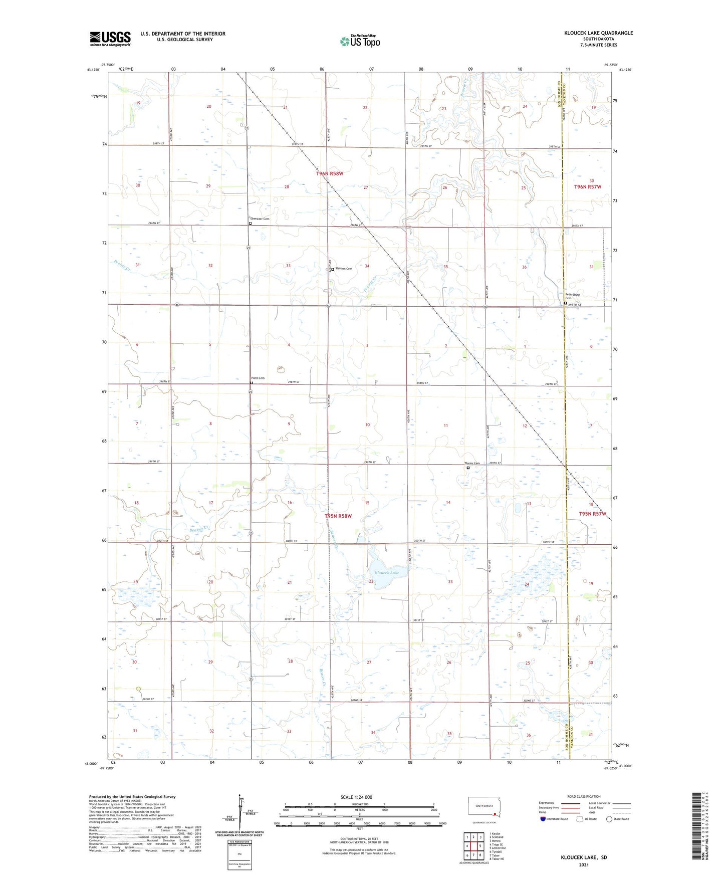 Kloucek Lake South Dakota US Topo Map Image