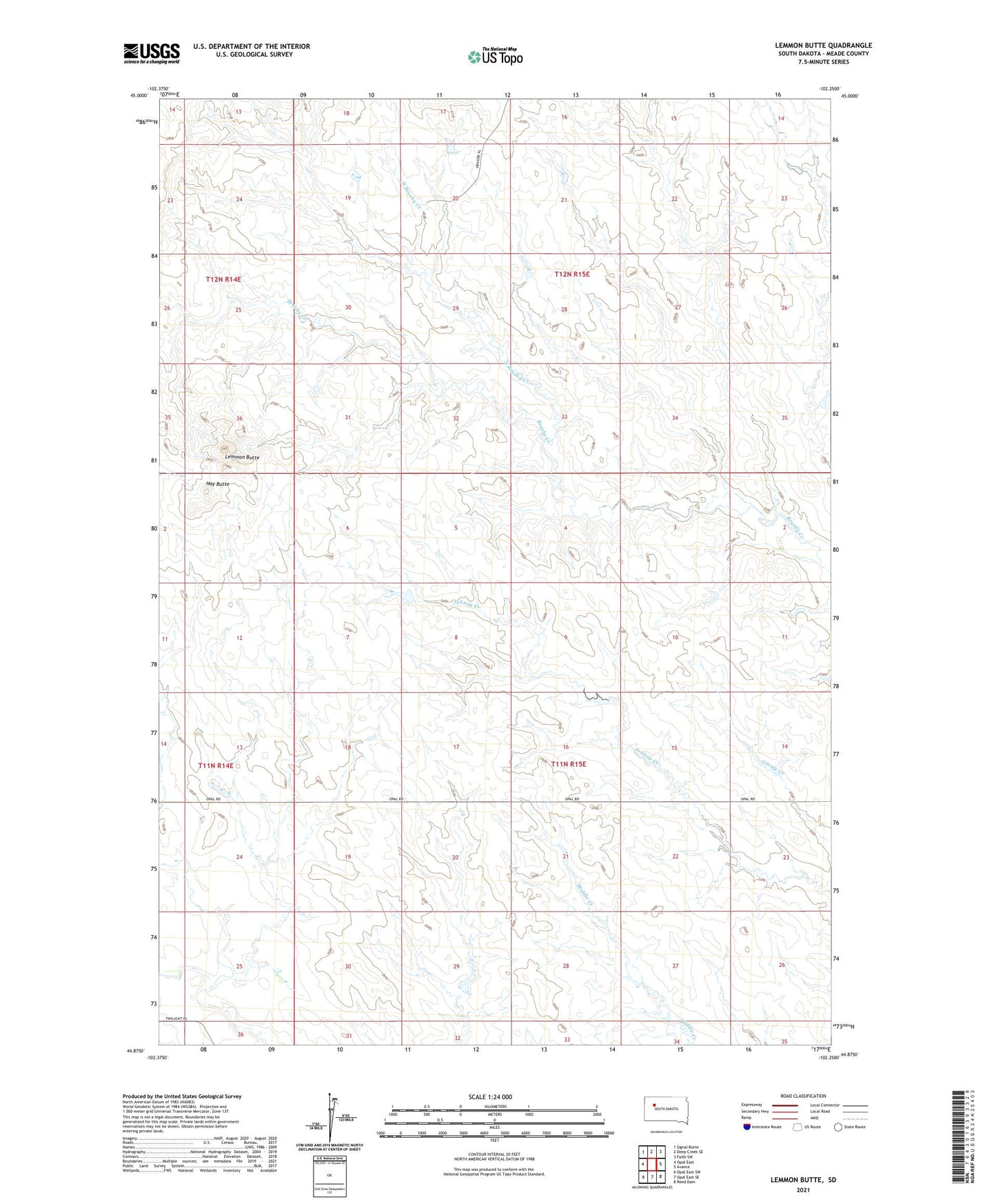 Lemmon Butte South Dakota US Topo Map Image