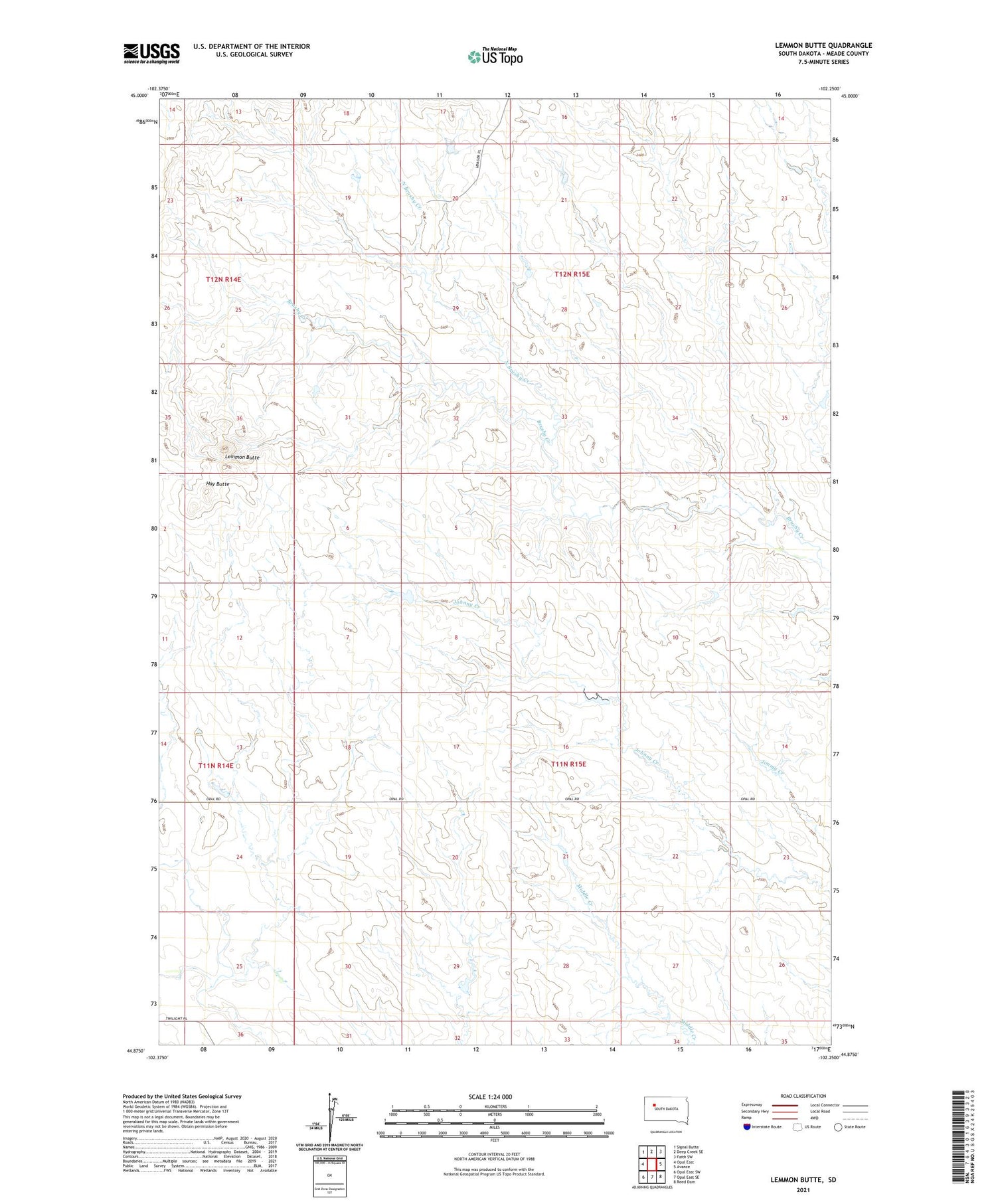 Lemmon Butte South Dakota US Topo Map Image