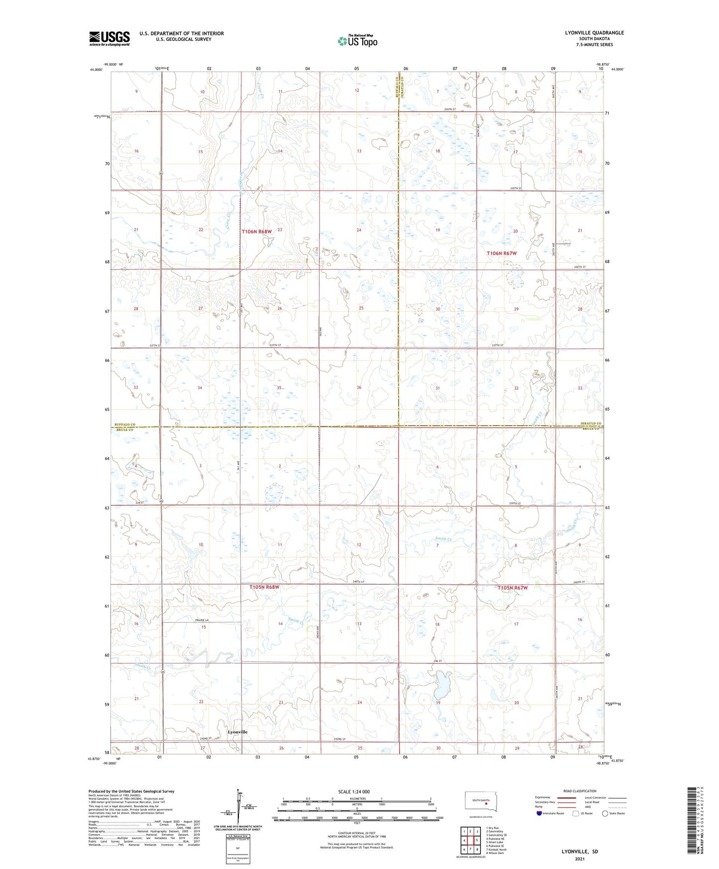 Lyonville South Dakota US Topo Map Image