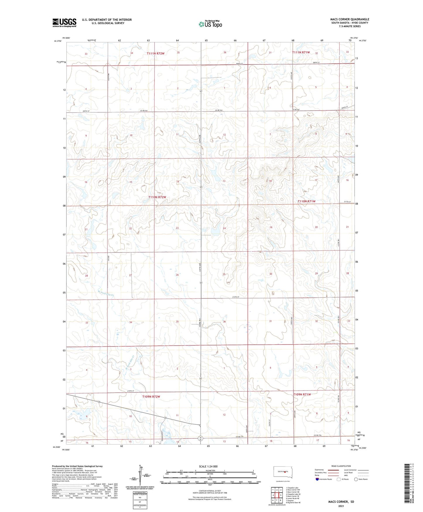 Macs Corner South Dakota US Topo Map Image