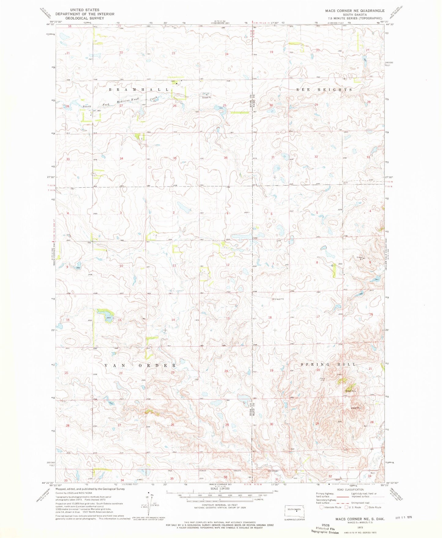 Classic USGS Macs Corner NE South Dakota 7.5'x7.5' Topo Map Image