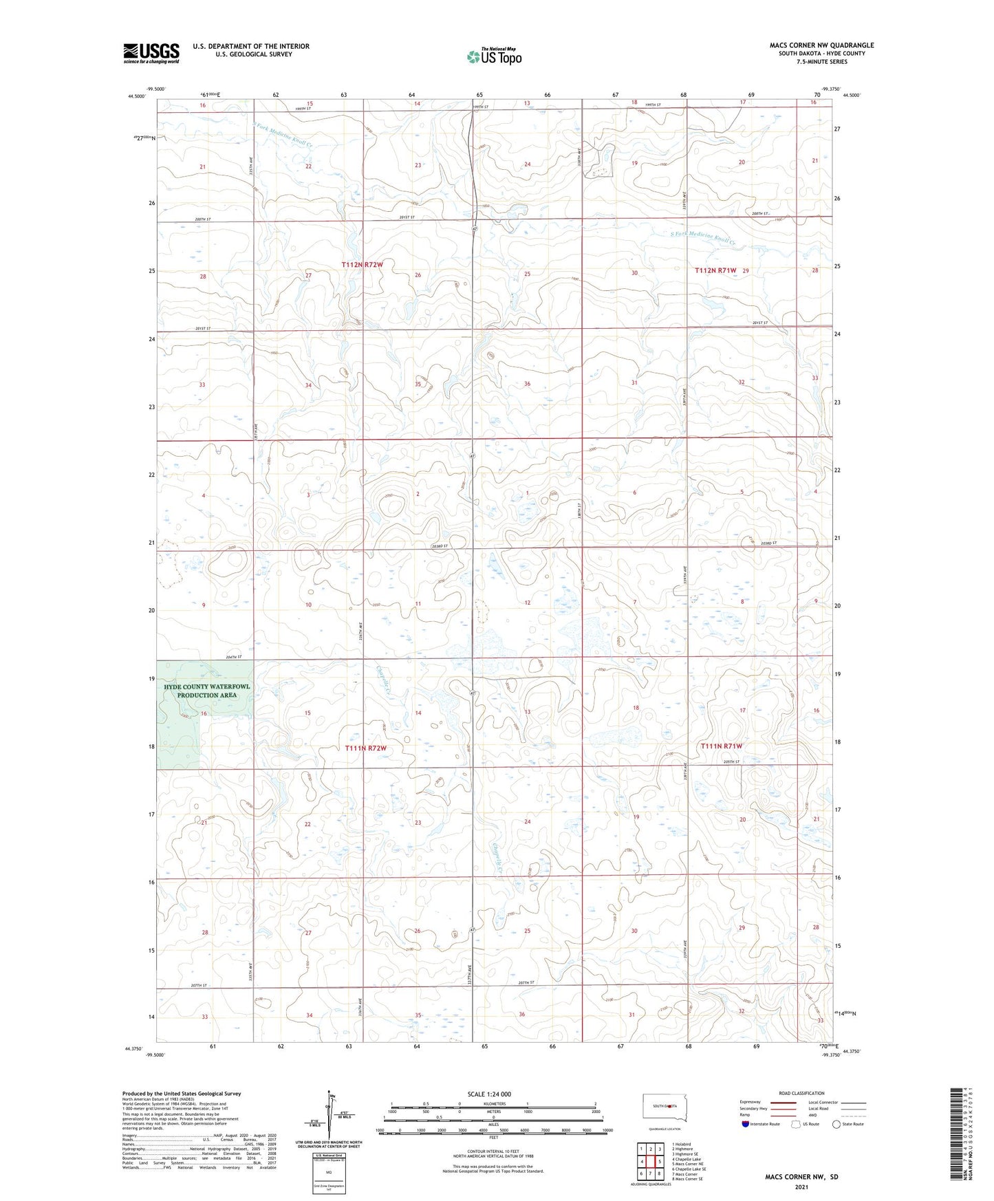 Macs Corner NW South Dakota US Topo Map Image